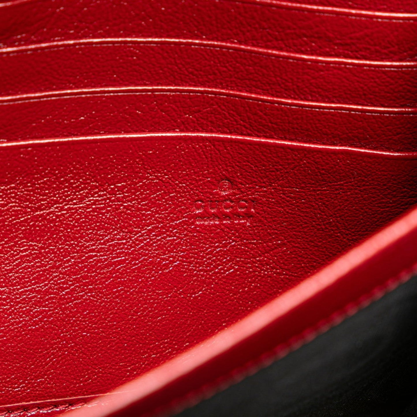 Gucci Black Red Color Tweed Leather Chain/Shoulder Wallet ( )