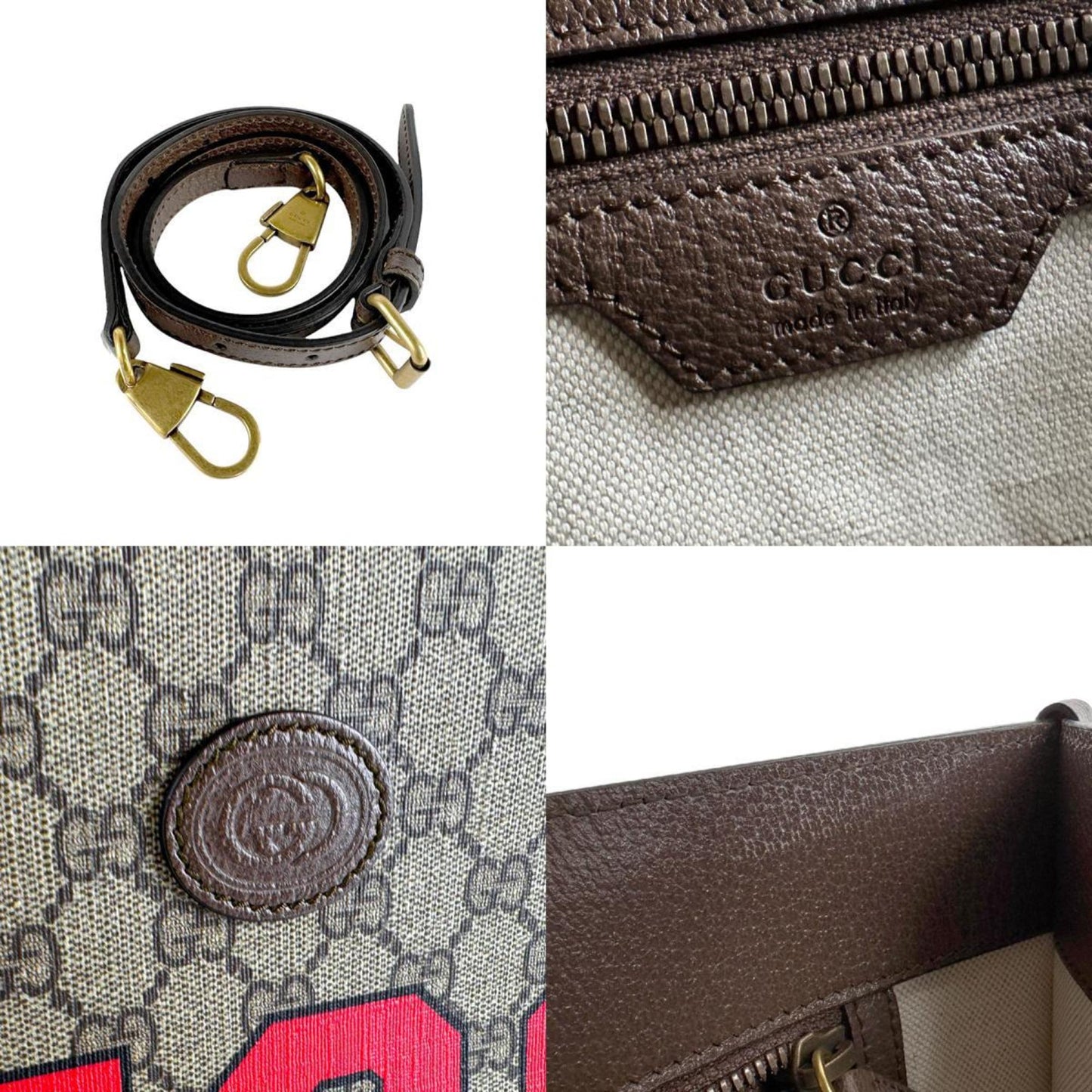 Gucci Brown Red Color Gg Supreme Handbag Shoulder Bag ( )