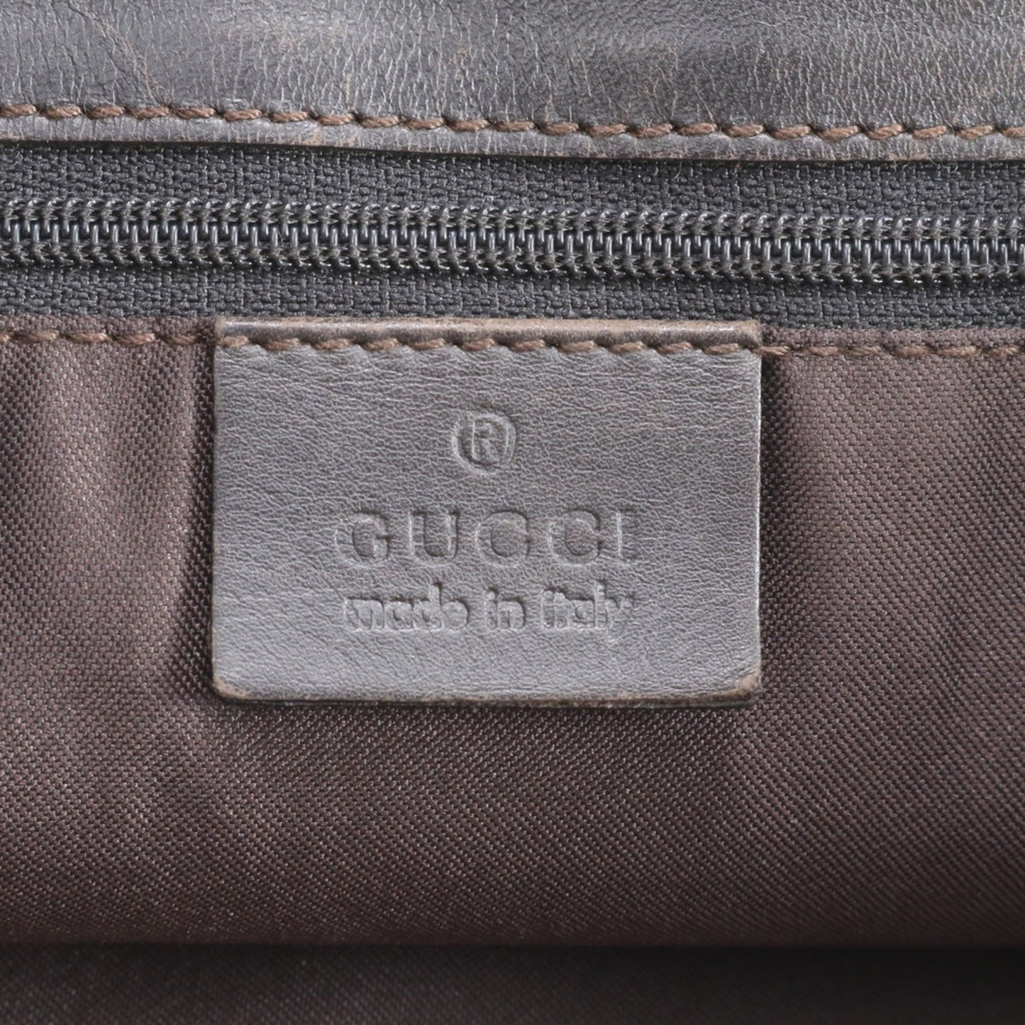 Gucci Brown Leather Canvas Tote Bag ( )