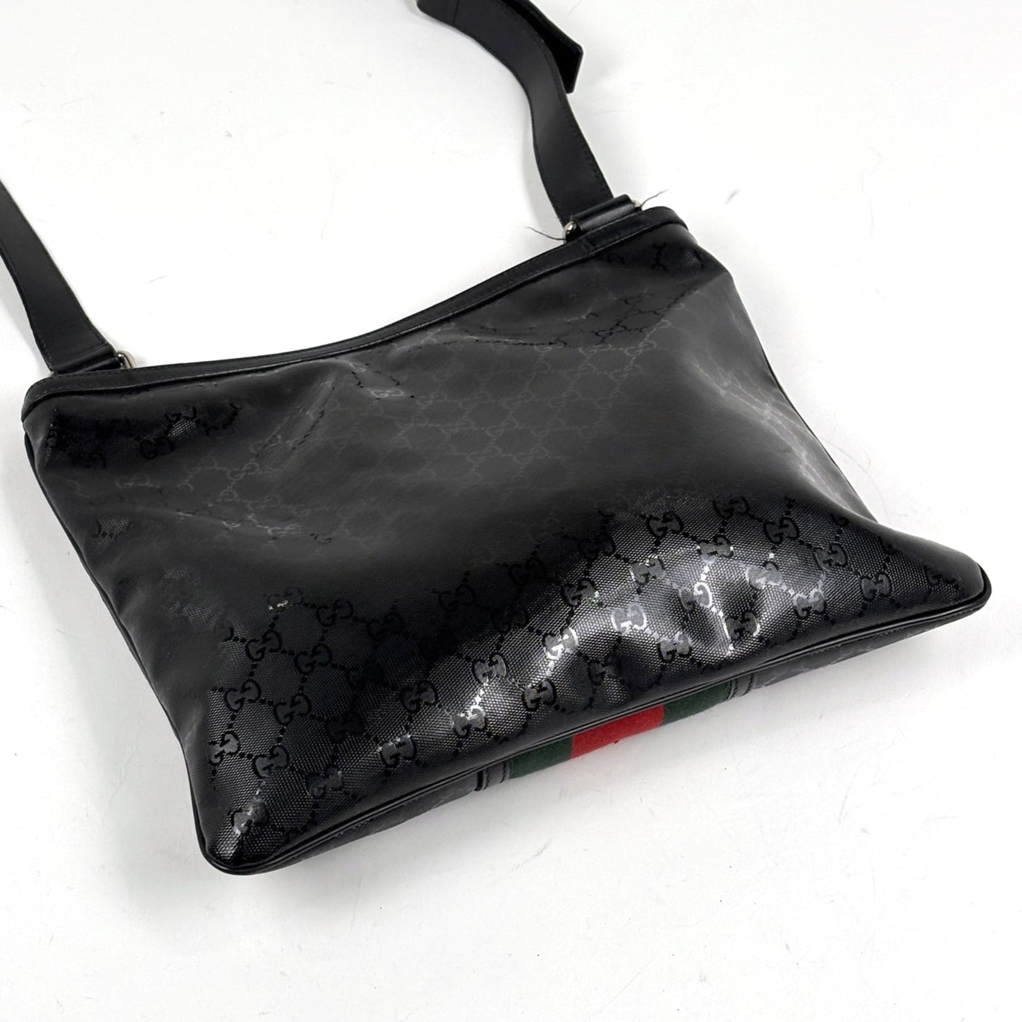 Gucci Black Coated Canvas Leather Shoulder Bag ( )