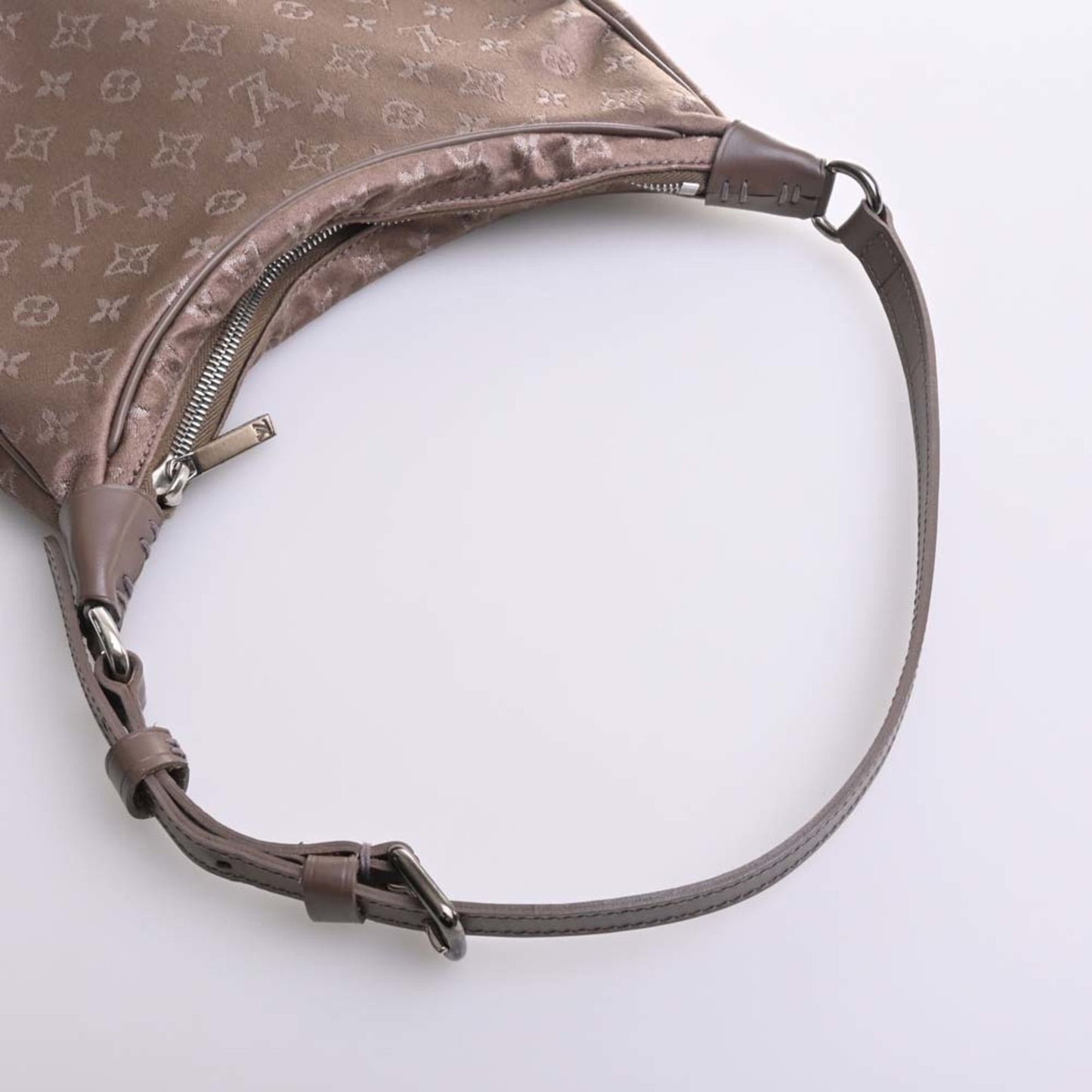 LOUIS VUITTON Monogram Satin Little Boulogne Handbag Brown Women's