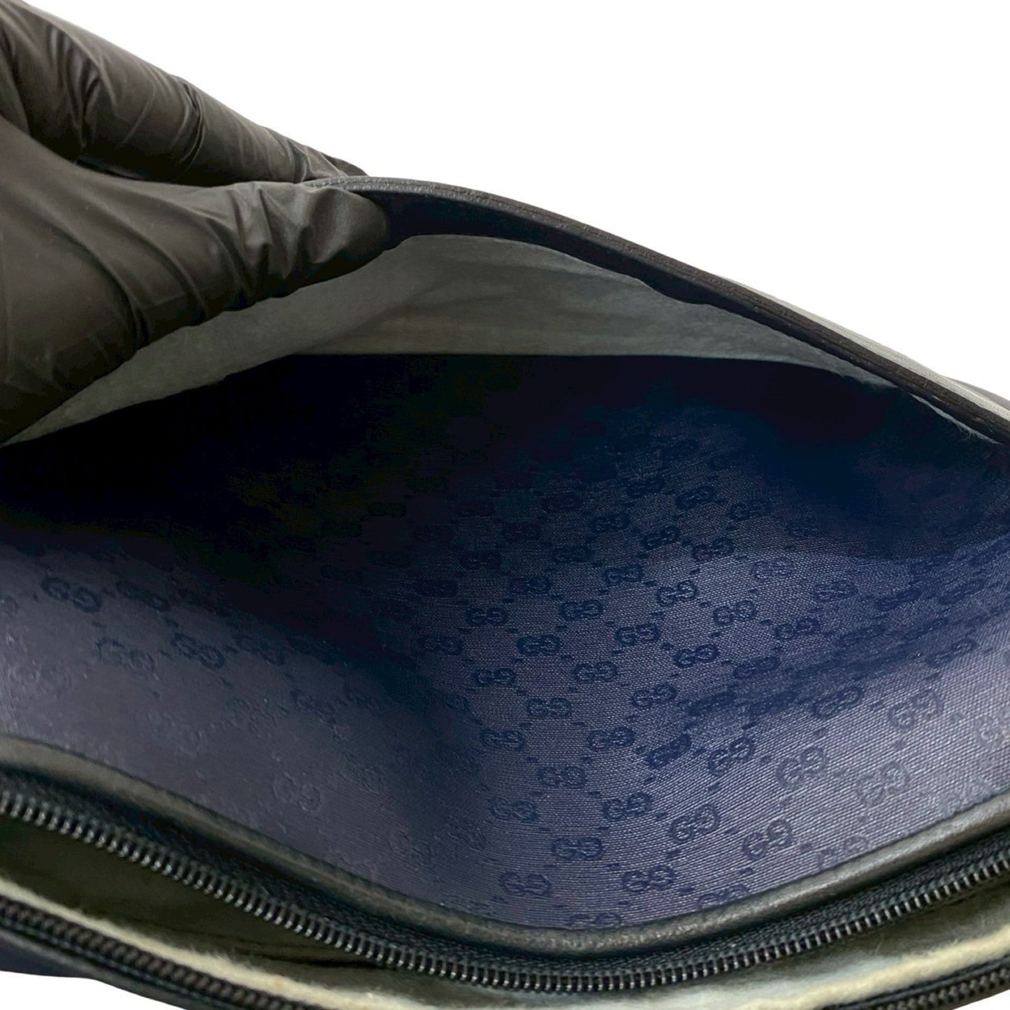 Gucci Black Navy Leather Pvc Pochette Shoulder Bag ( )