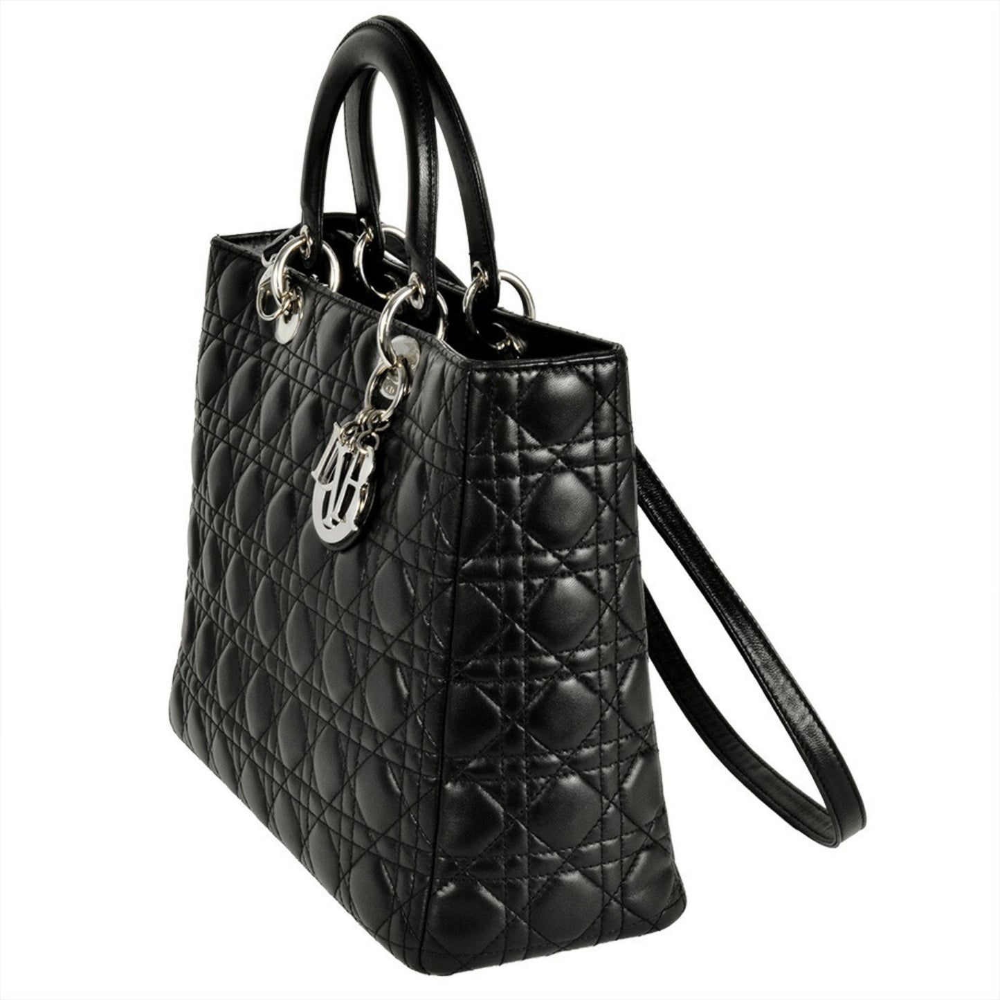 Christian Dior Lady Dior Black Leather Handbag ()