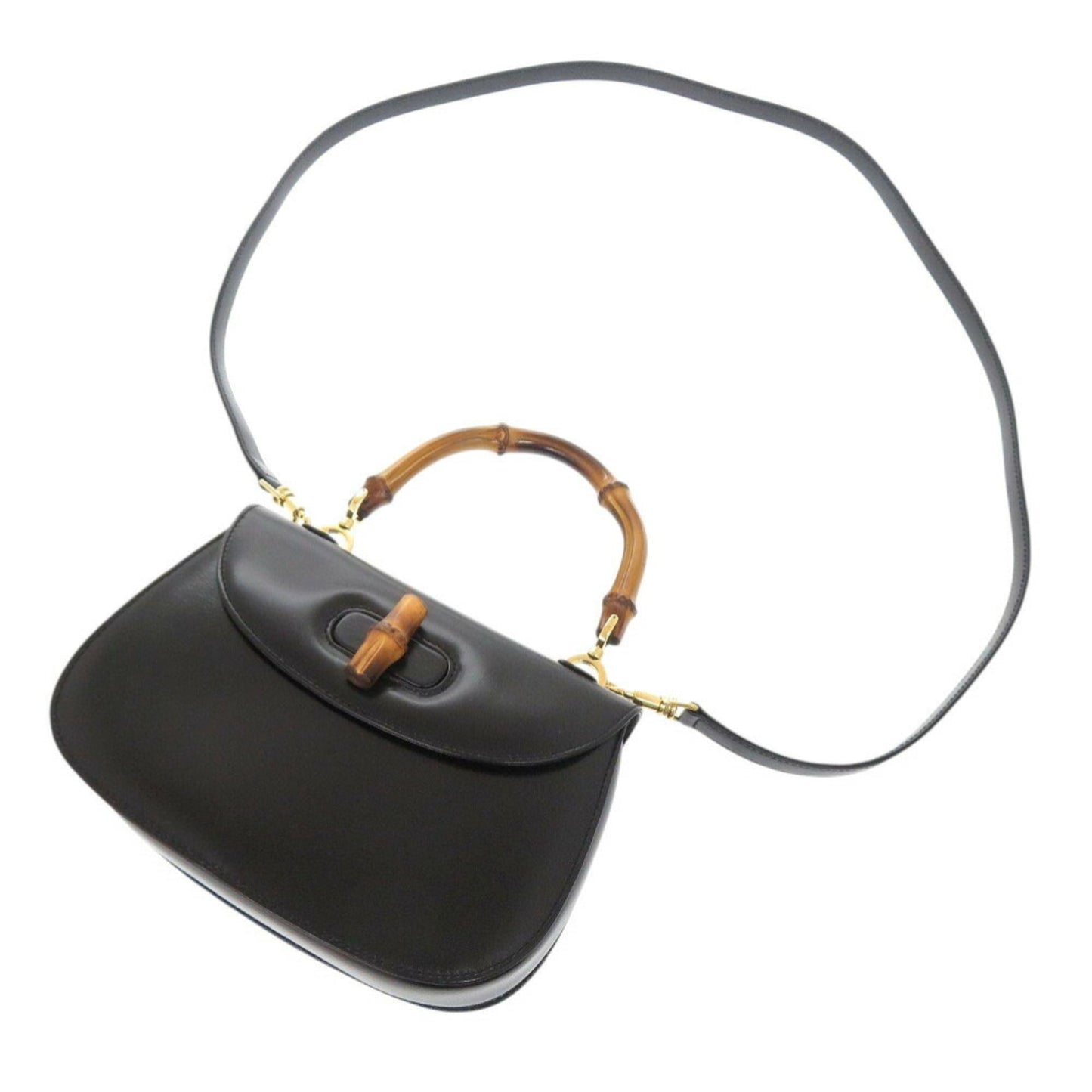 Gucci Black Leather Handbag Shoulder Bag ( )