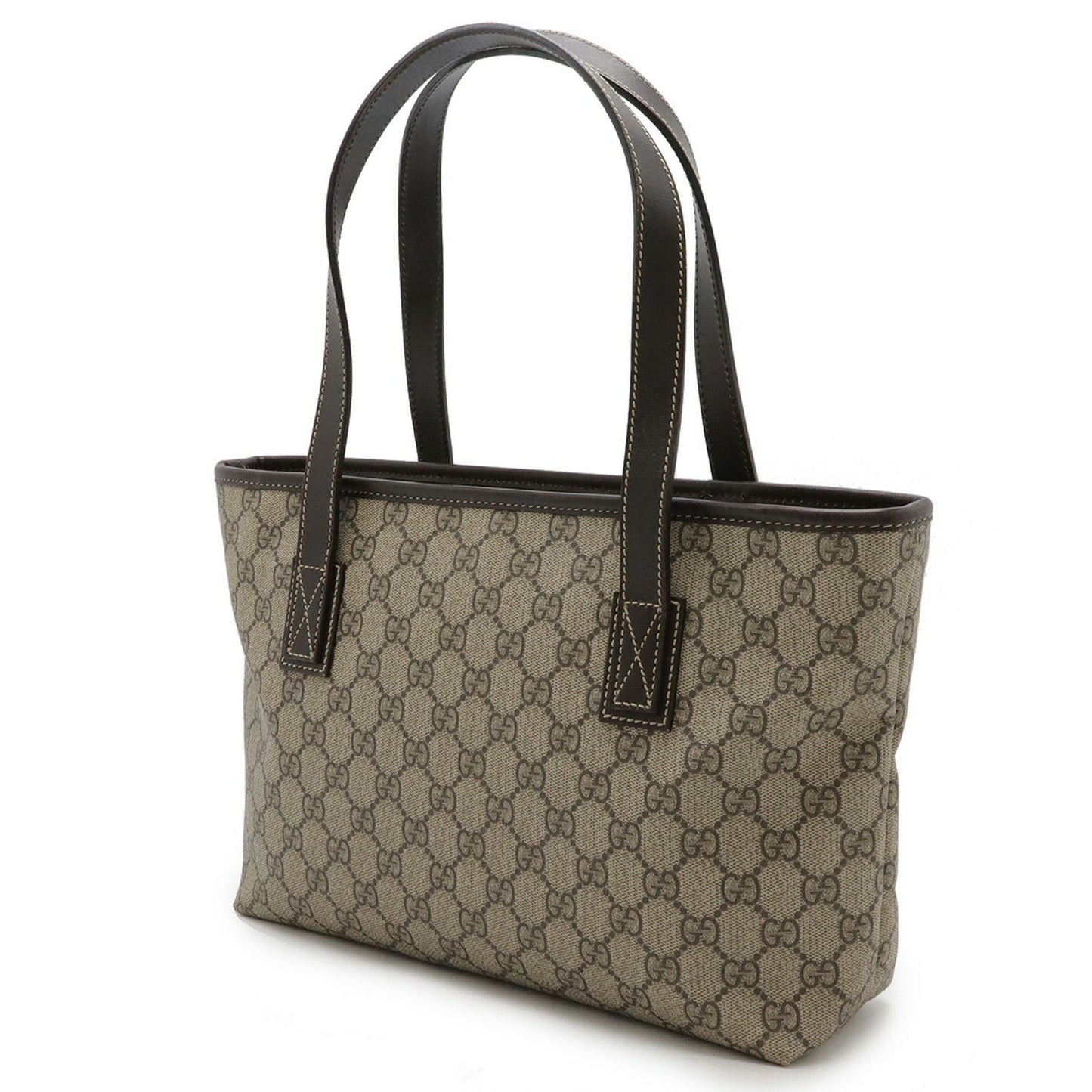 Gucci Gg Plus Beige Dark Brown Pvc Leather Shoulder Bag Tote Bag ( )