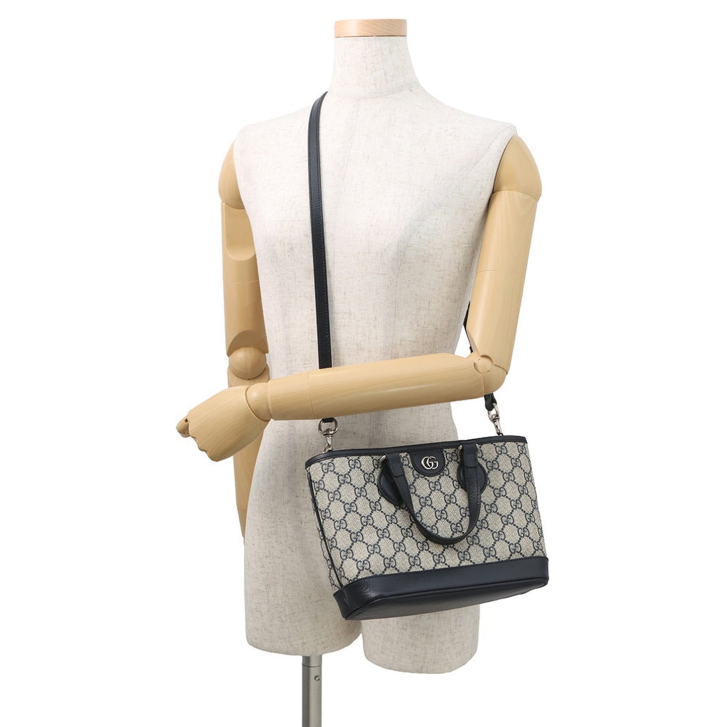 Gucci Ophidia Beige Navy Gg Supreme Leather Shoulder Bag ( )