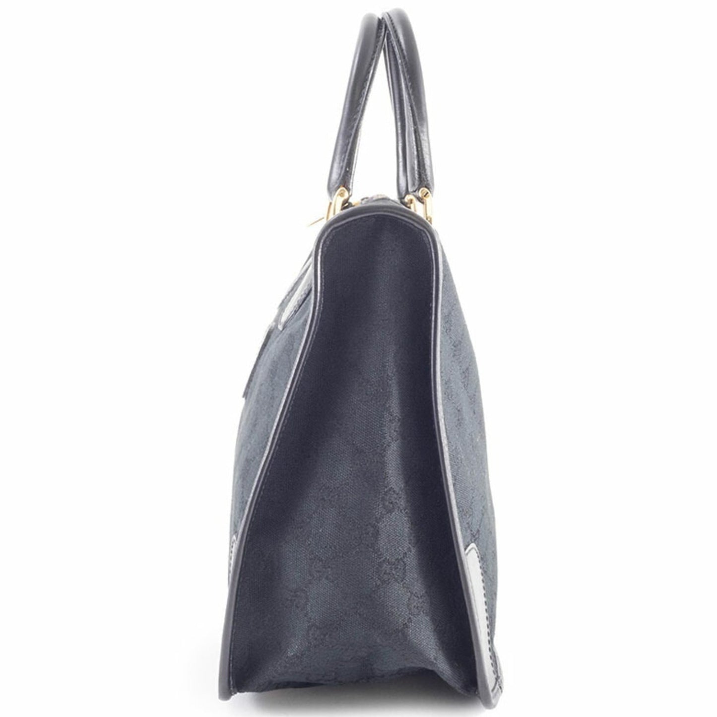 Gucci Black Gg Canvas Leather Handbag ( )