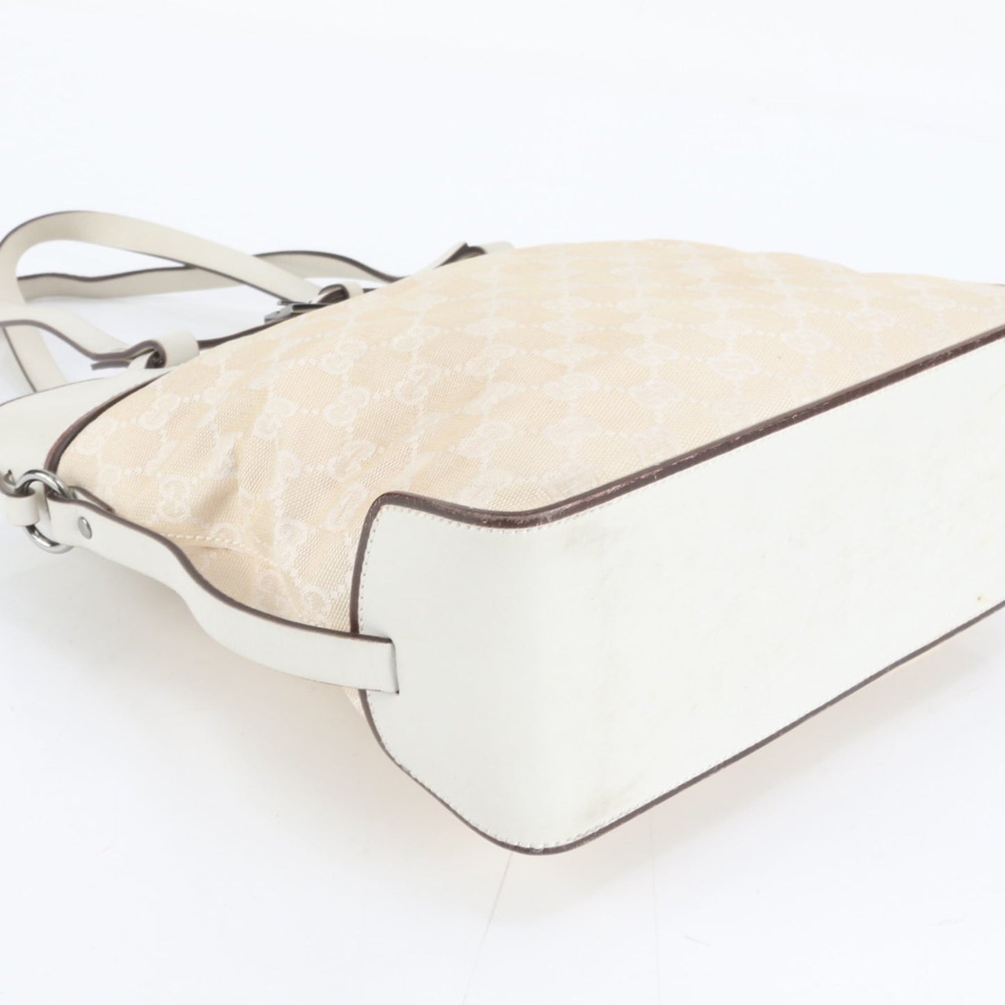 Gucci Ivory Leather Canvas Tote Bag ( )