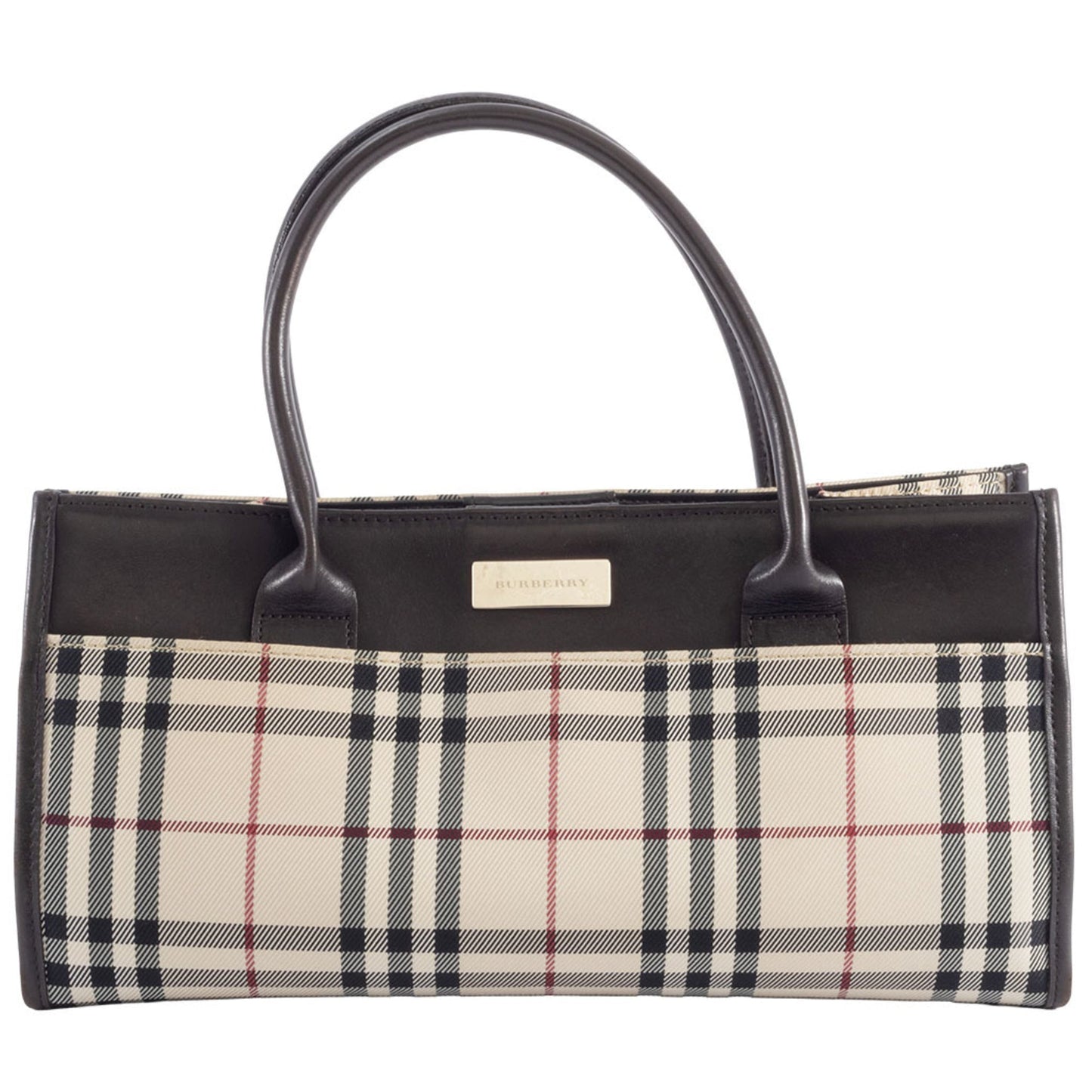 Burberry Beige Brown Canvas Leather Handbag ( )