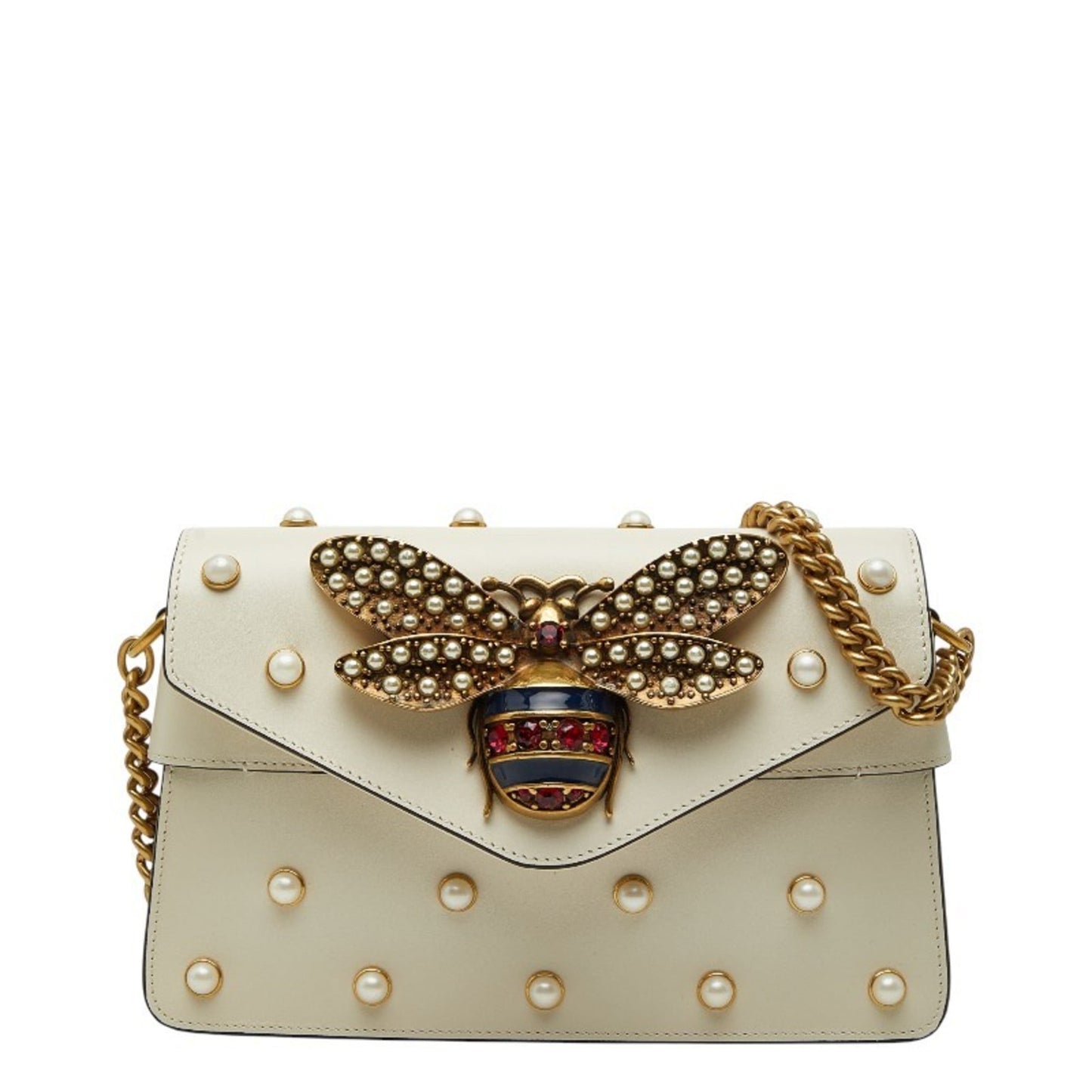 Gucci Multi-Color White Leather Handbag Shoulder Bag ( )