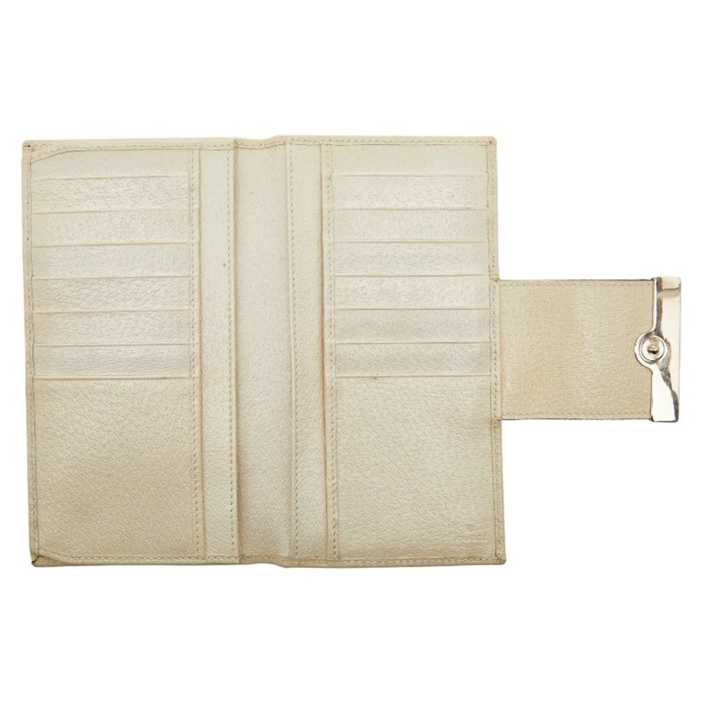 Gucci Beige Ivory Canvas Leather Long Wallet (Bi-Fold) ( )