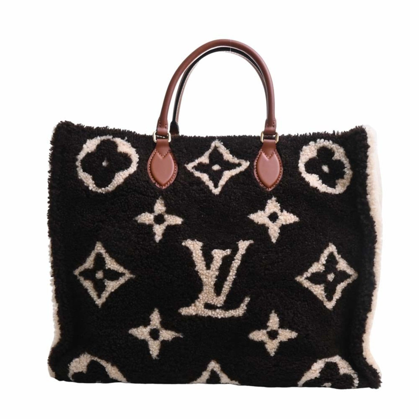 LOUIS VUITTON Monogram Teddy On the Go GM Handbag Brown/Ivory Women's
