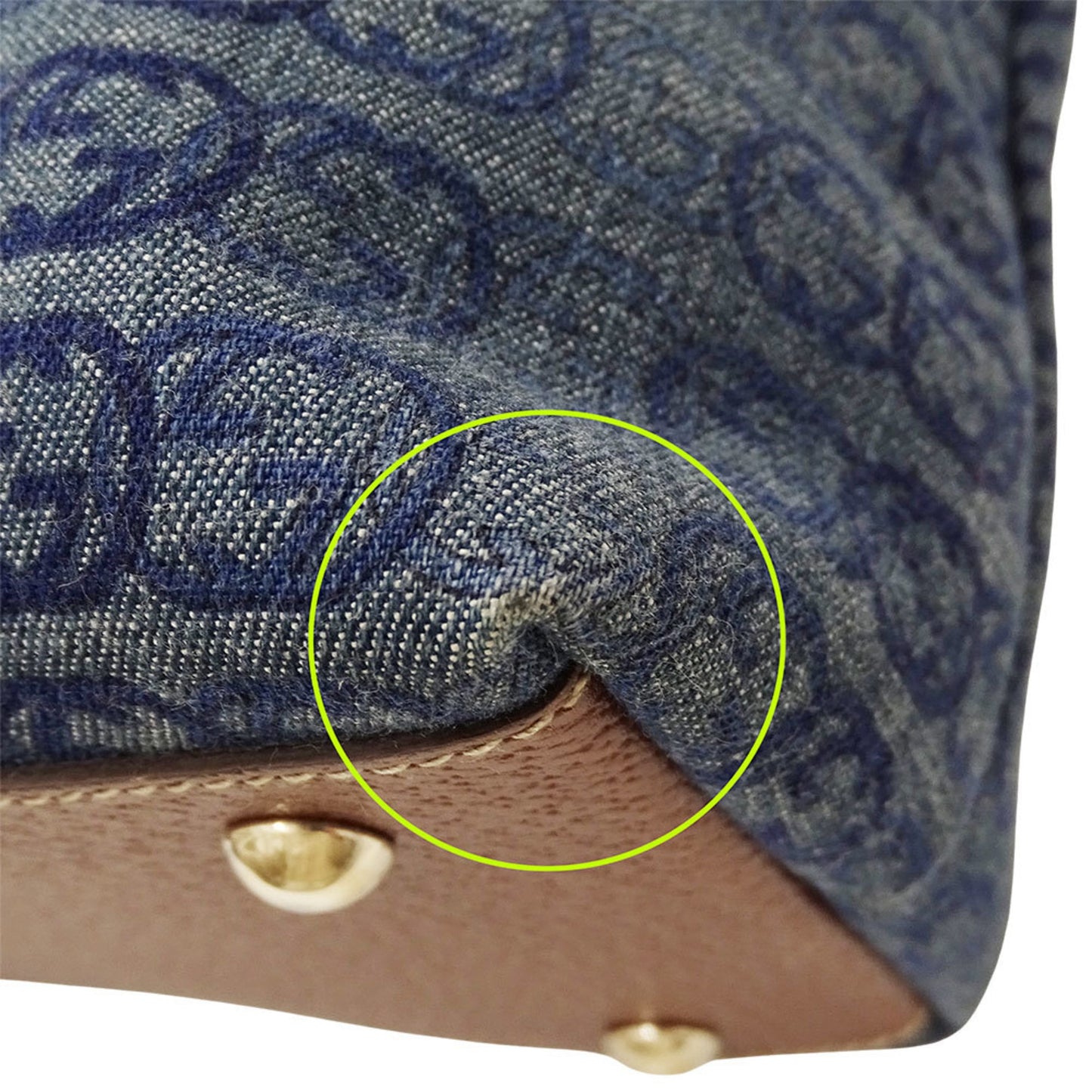 Gucci Blue Brown Denim Tote Bag ( )