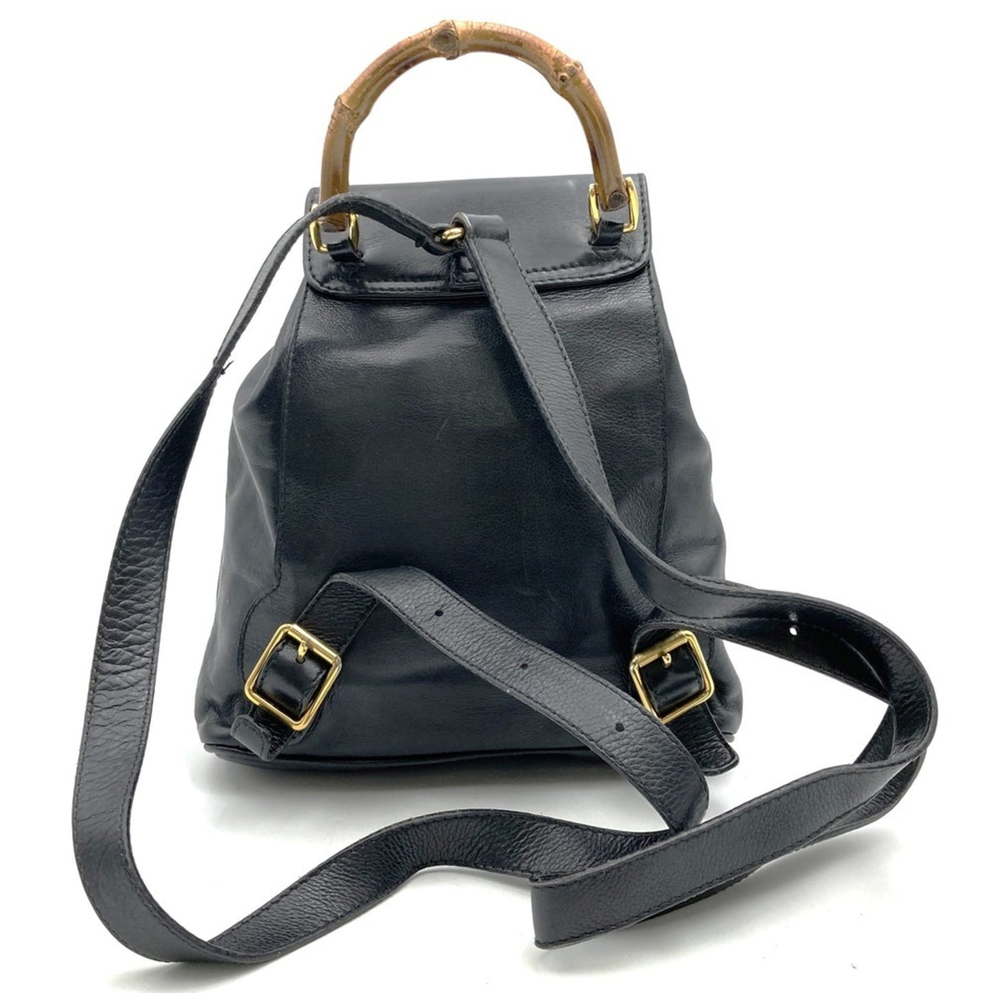 Gucci Black Leather Bamboo Backpack ( )
