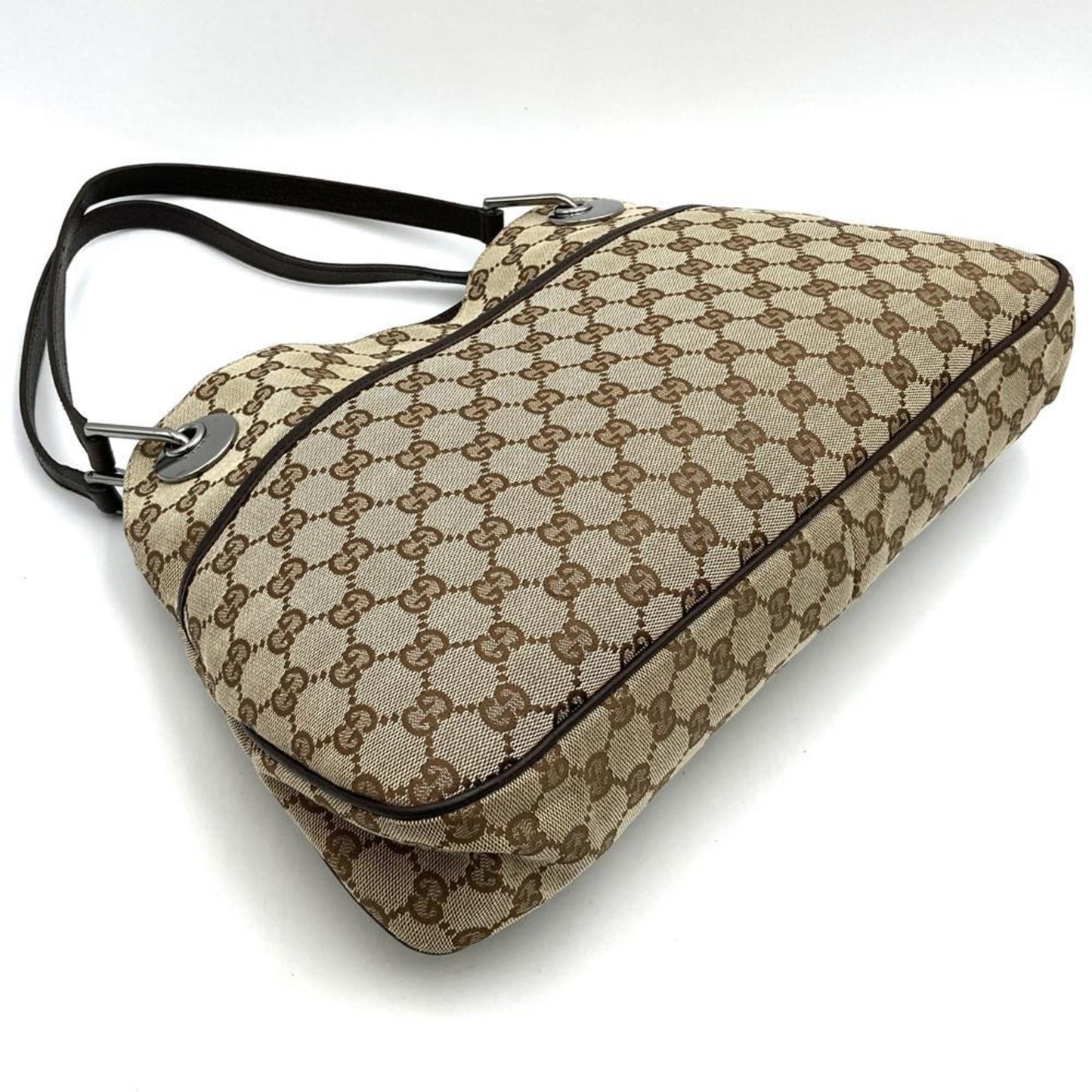 Gucci Gg Canvas Beige Gg Canvas Leather Shoulder Bag Tote Bag ( )