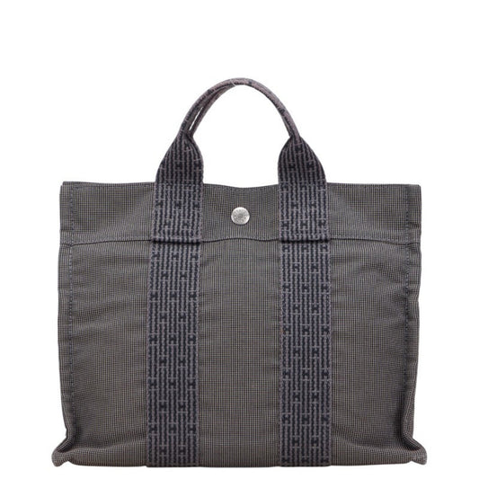 Hermes Her Line Gray Canvas Handbag Tote Bag ( )