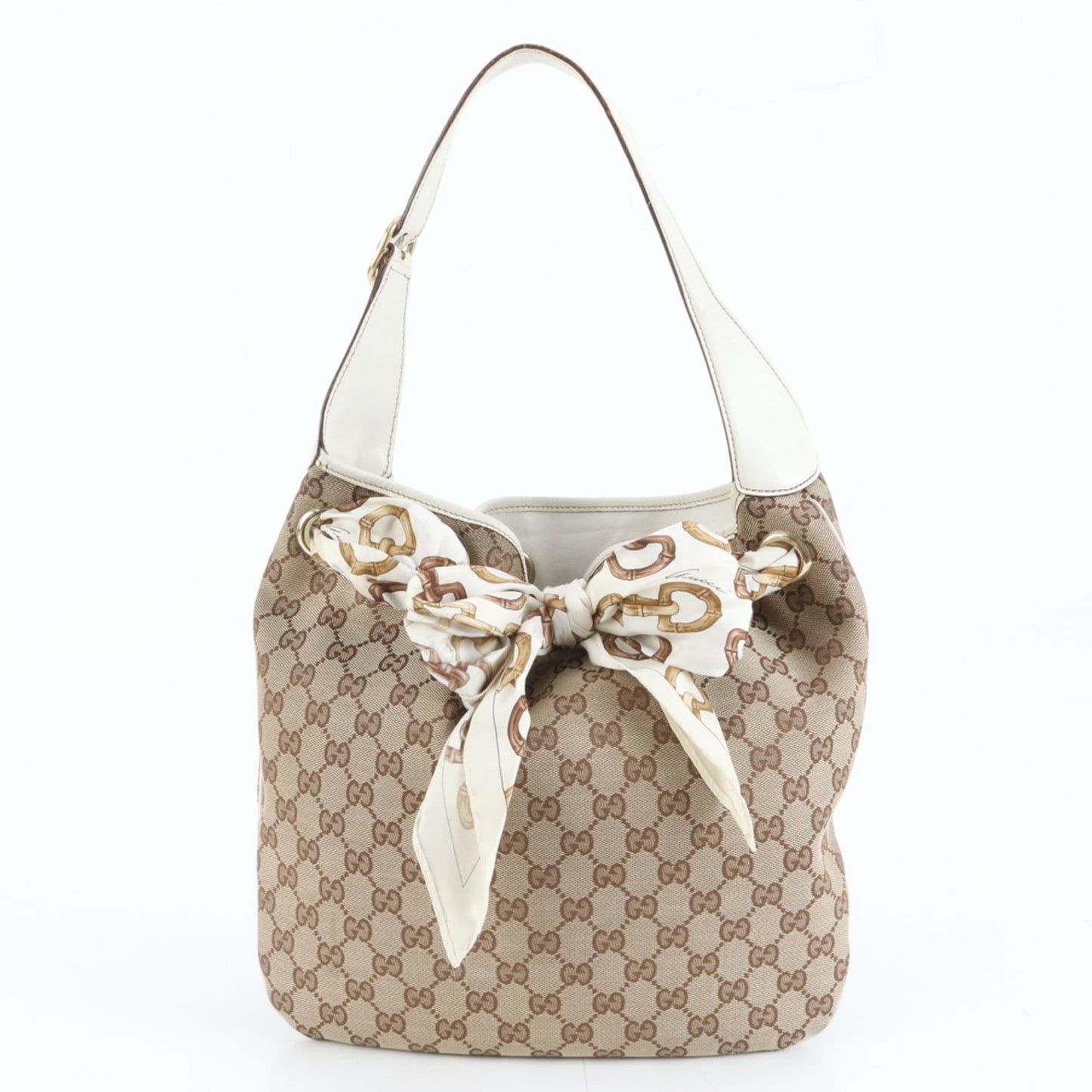 Gucci Brown Leather Canvas Shoulder Bag ( )