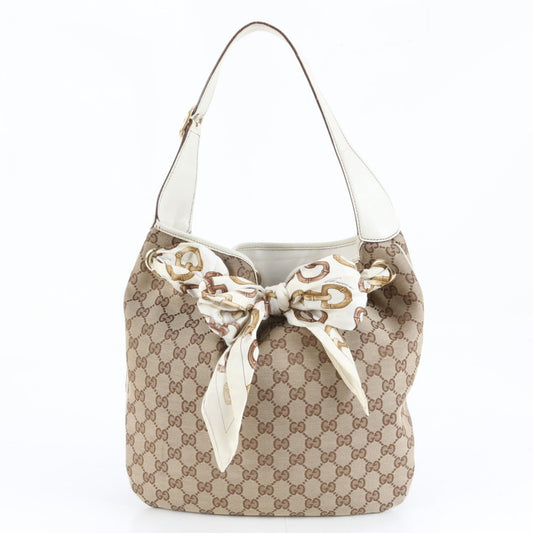 Gucci Brown Leather Canvas Shoulder Bag ( )