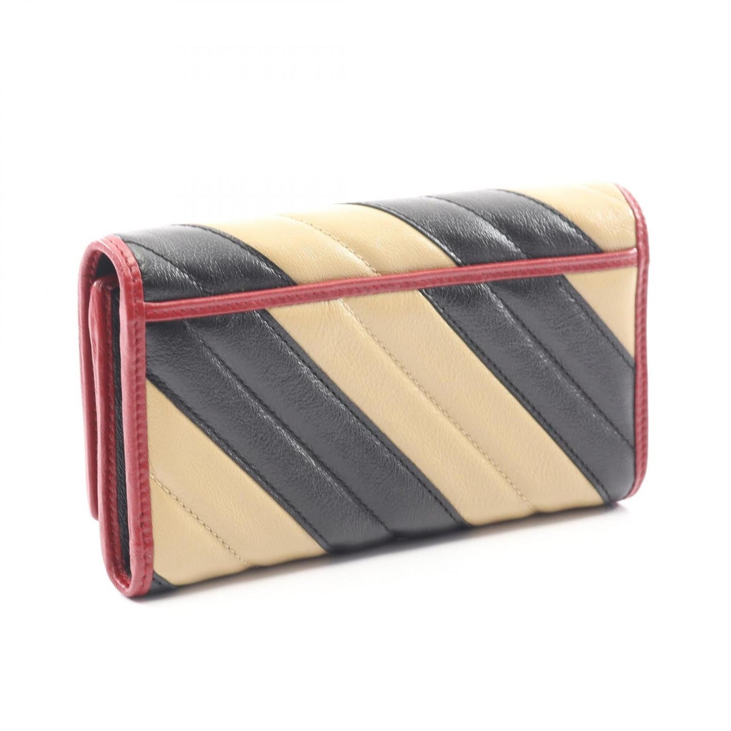 Gucci Beige Black Red Color Leather Long Wallet (Bi-Fold) ( )
