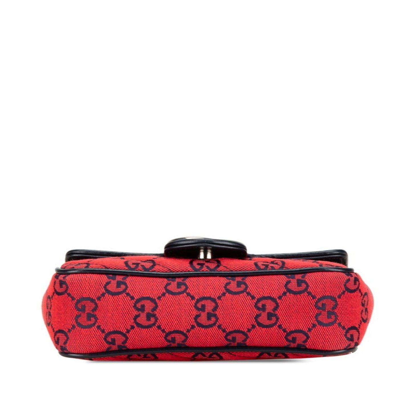 Gucci Navy Red Color Canvas Leather Shoulder Bag ( )