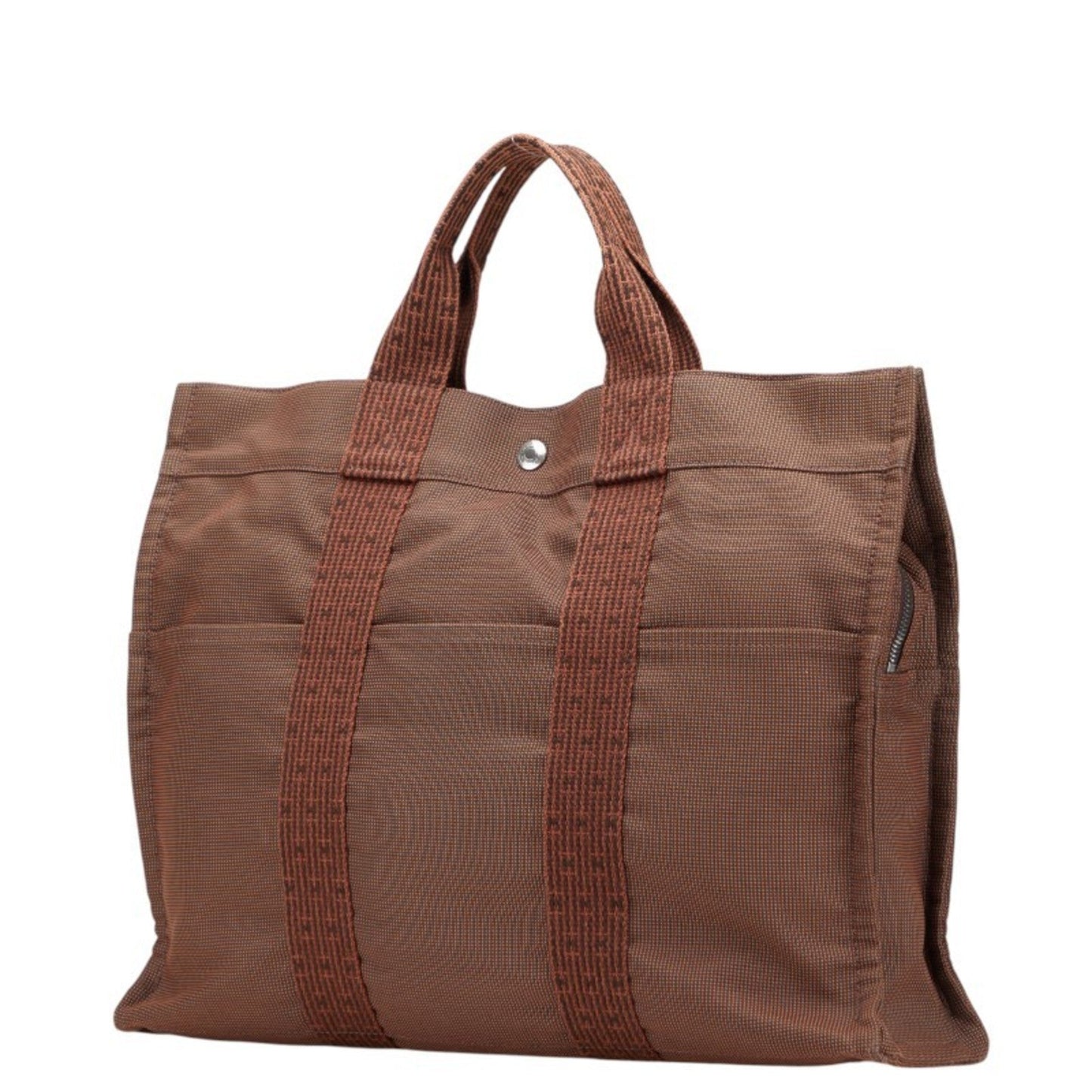 Hermes Her Line Brown Canvas Handbag Tote Bag ( )