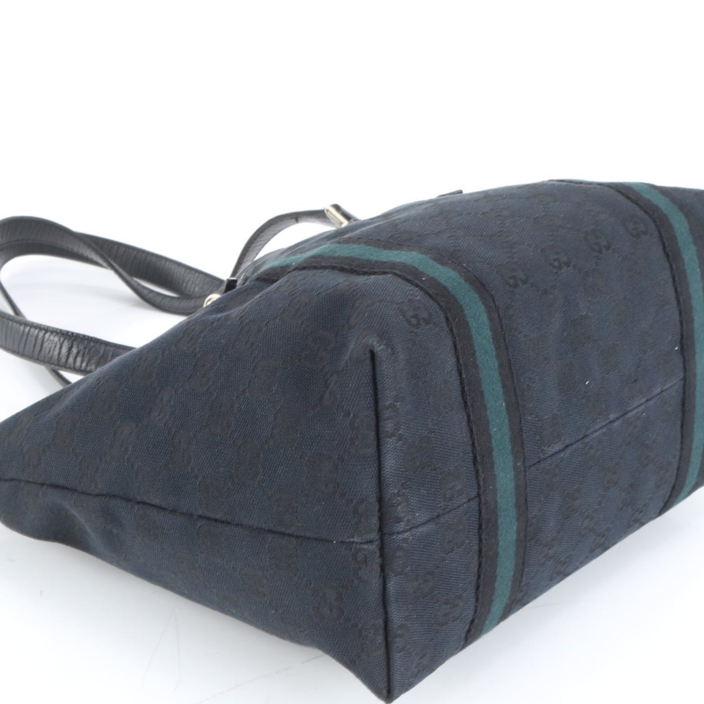 Gucci Black Leather Canvas Tote Bag ( )