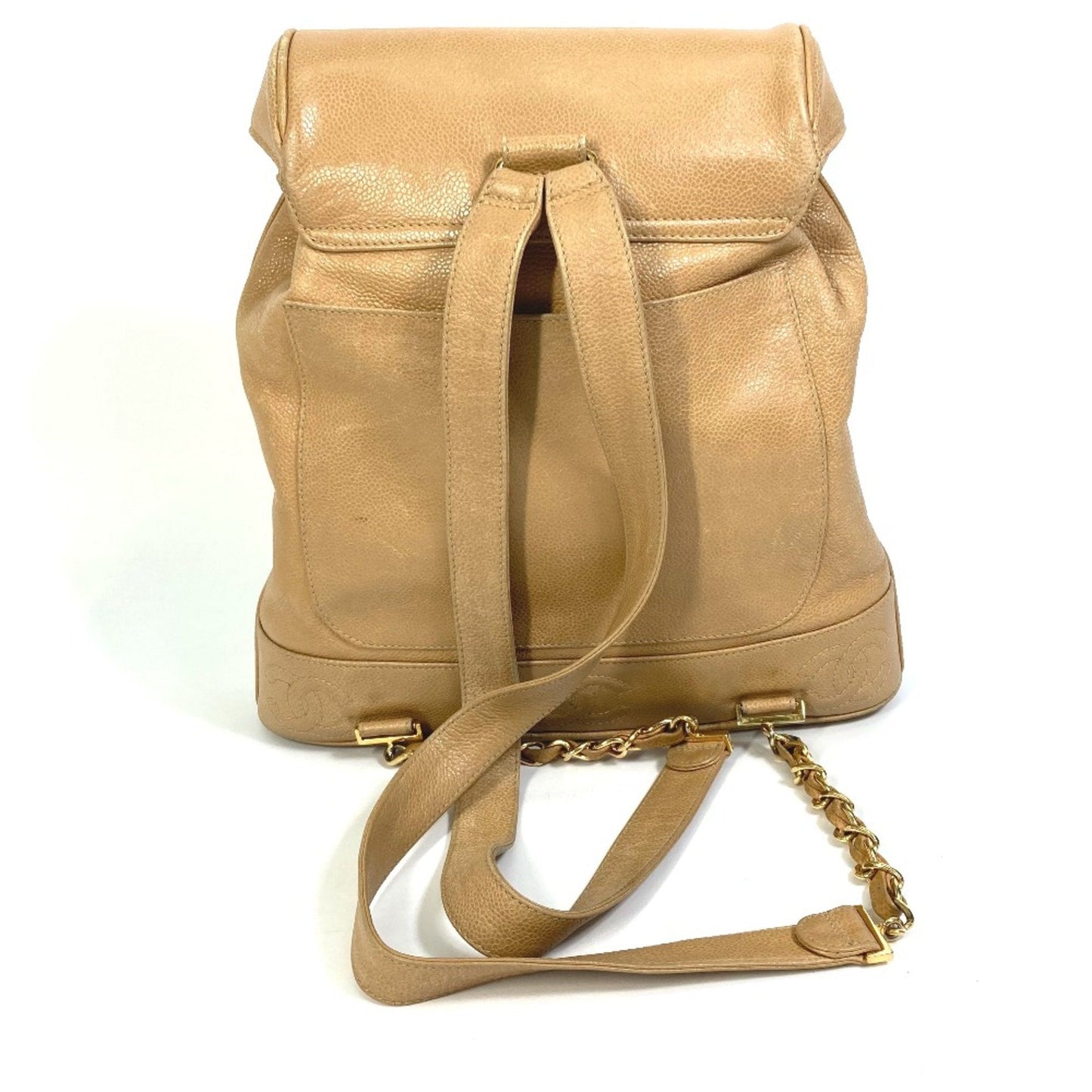 Chanel backpack bag with pouch bag turnlock   Backpack Beige