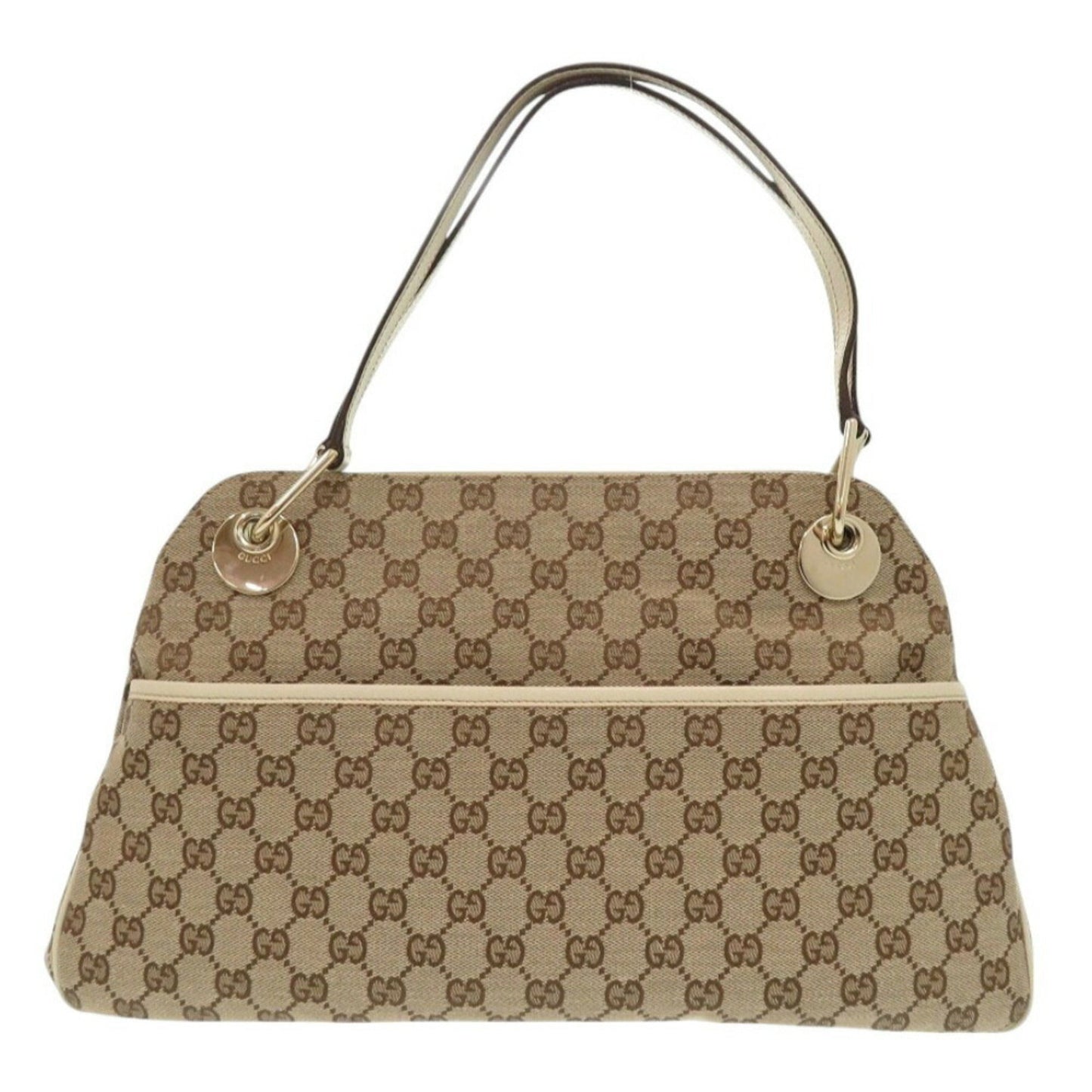 Gucci Beige White Gg Canvas Leather Tote Bag ( )