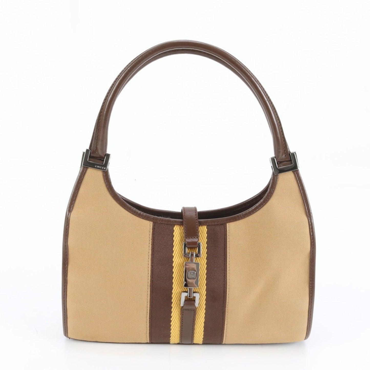 Gucci Brown Leather Canvas Shoulder Bag ( )