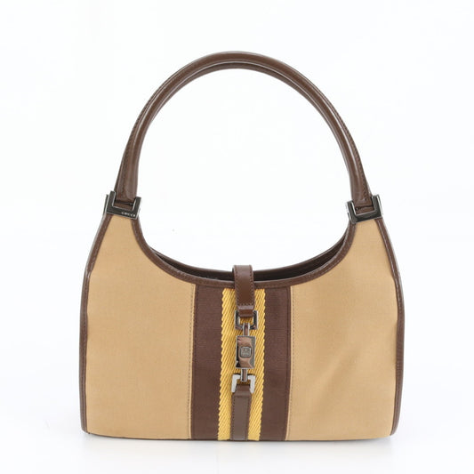 Gucci Brown Leather Canvas Shoulder Bag ( )