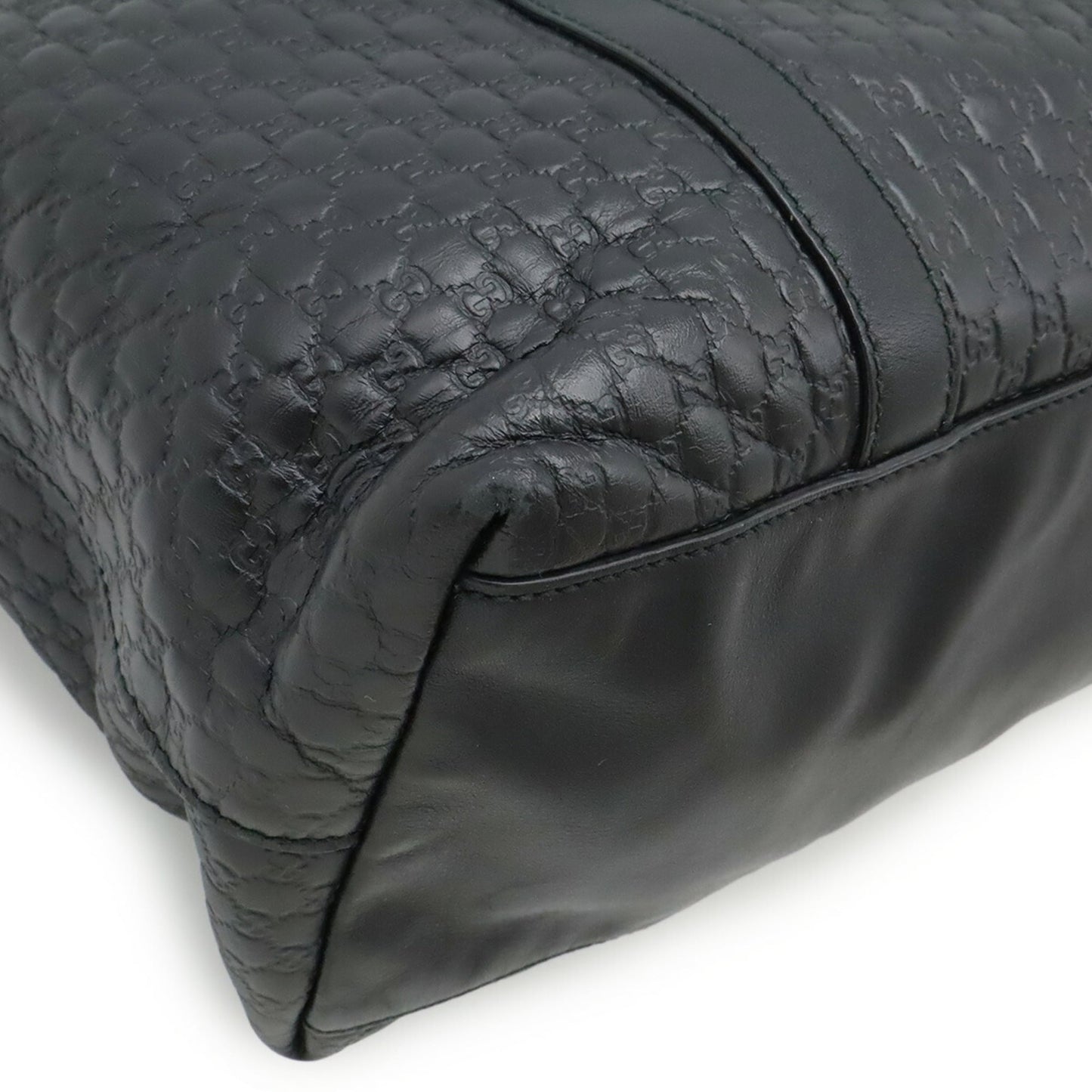 Gucci Black Micro Gg Leather Shoulder Bag Tote Bag ( )
