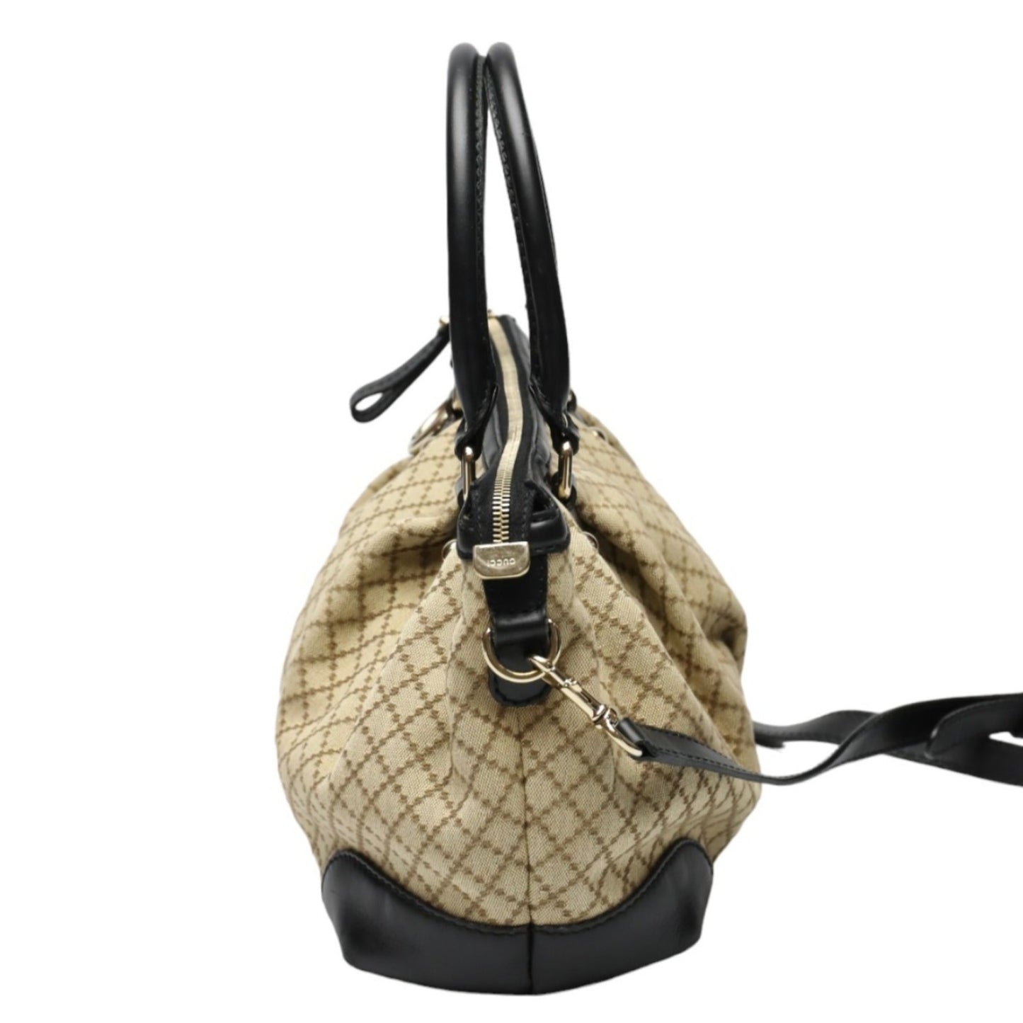 Gucci Beige Black Canvas Shoulder Bag ( )