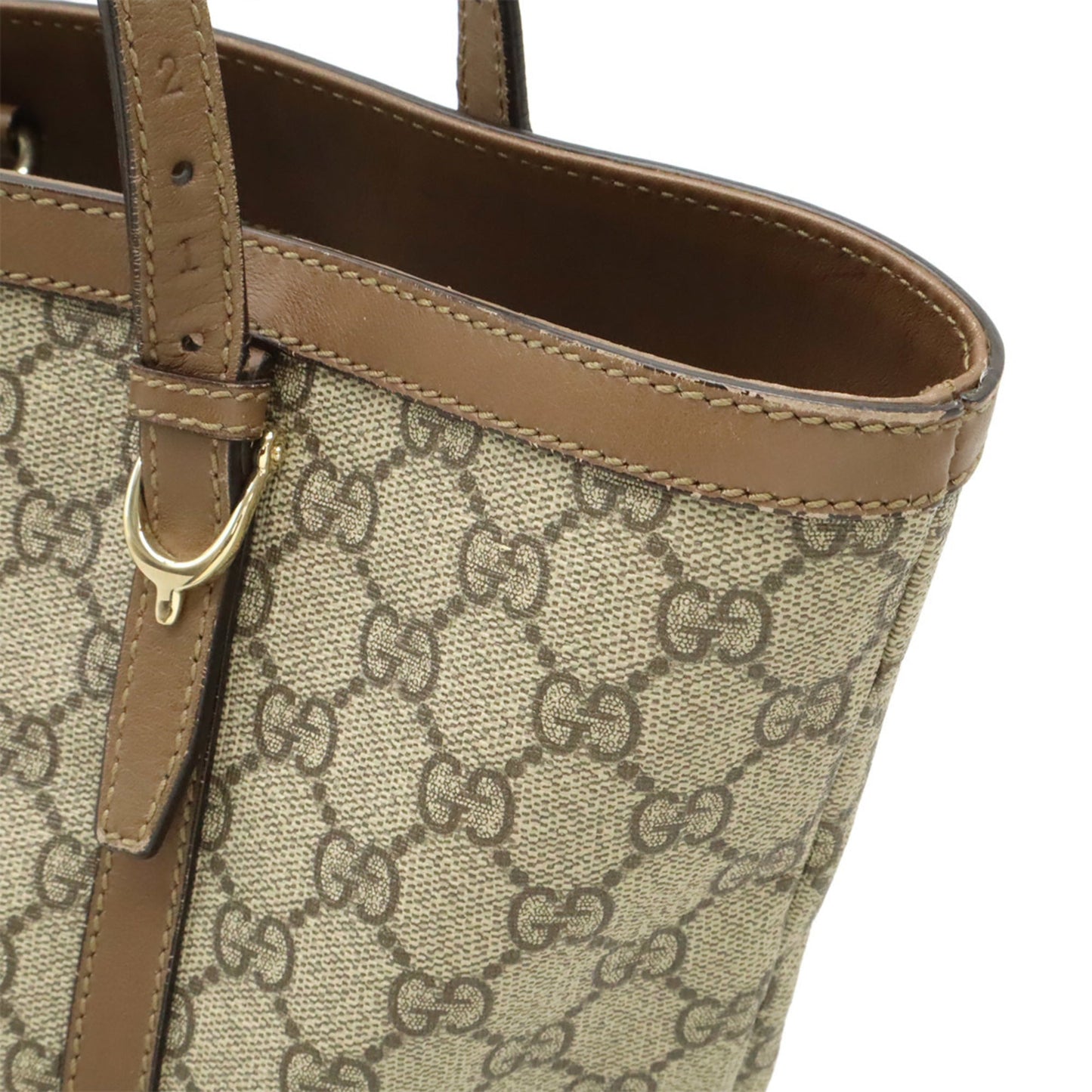 Gucci Brown Khaki Gg Supreme Shoulder Bag Tote Bag ( )