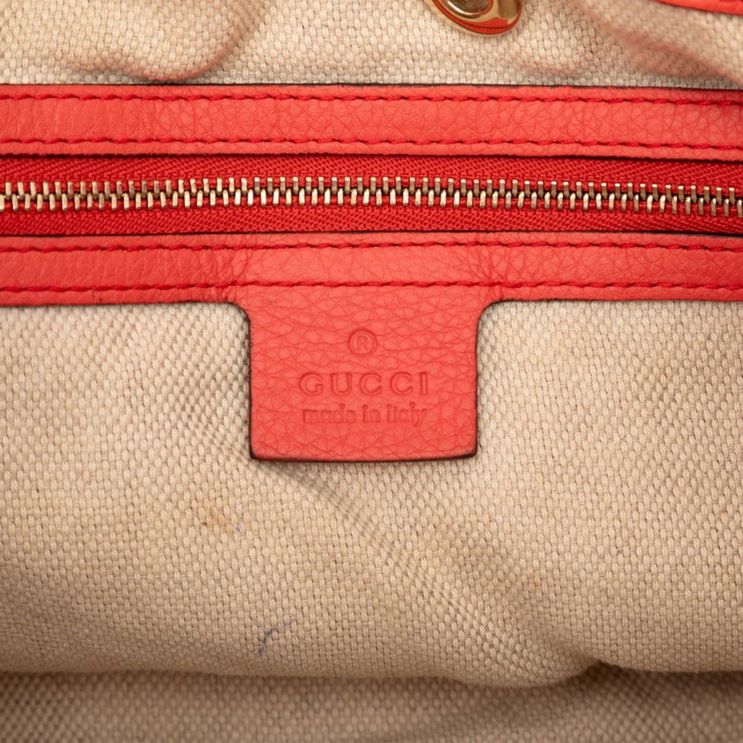 Gucci Orange Red Color Leather Handbag Shoulder Bag ( )