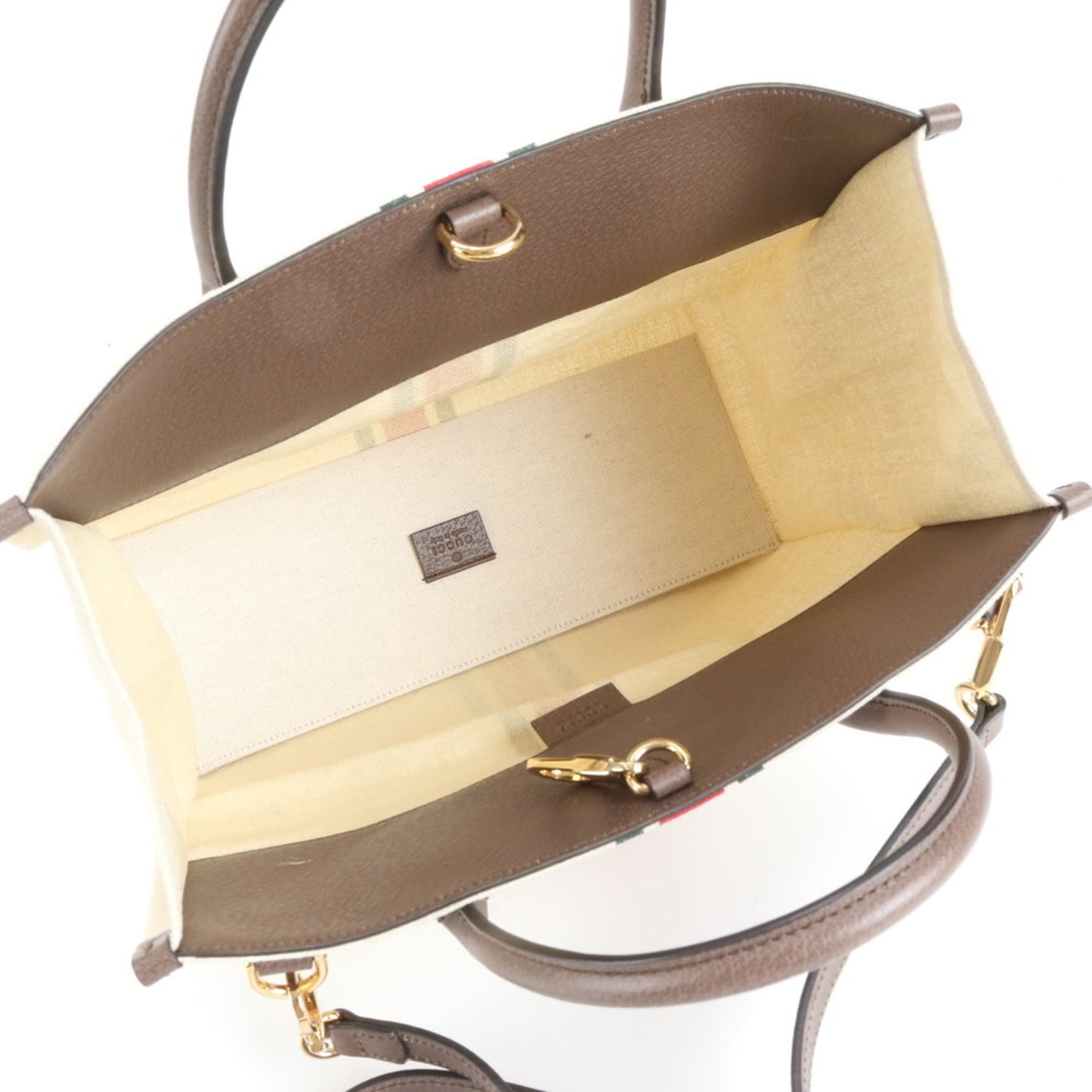 Gucci Ivory Leather Canvas Tote Bag ( )