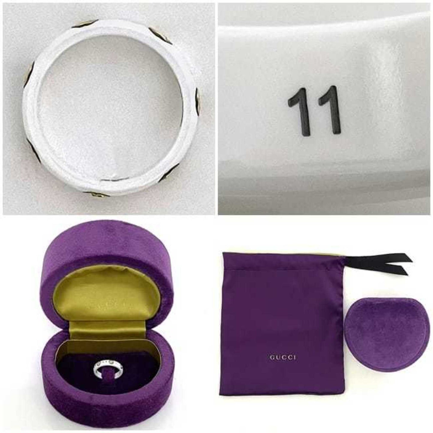Gucci White Yellow Gold Ceramic Yellow Gold (18K) Band Ring ( )