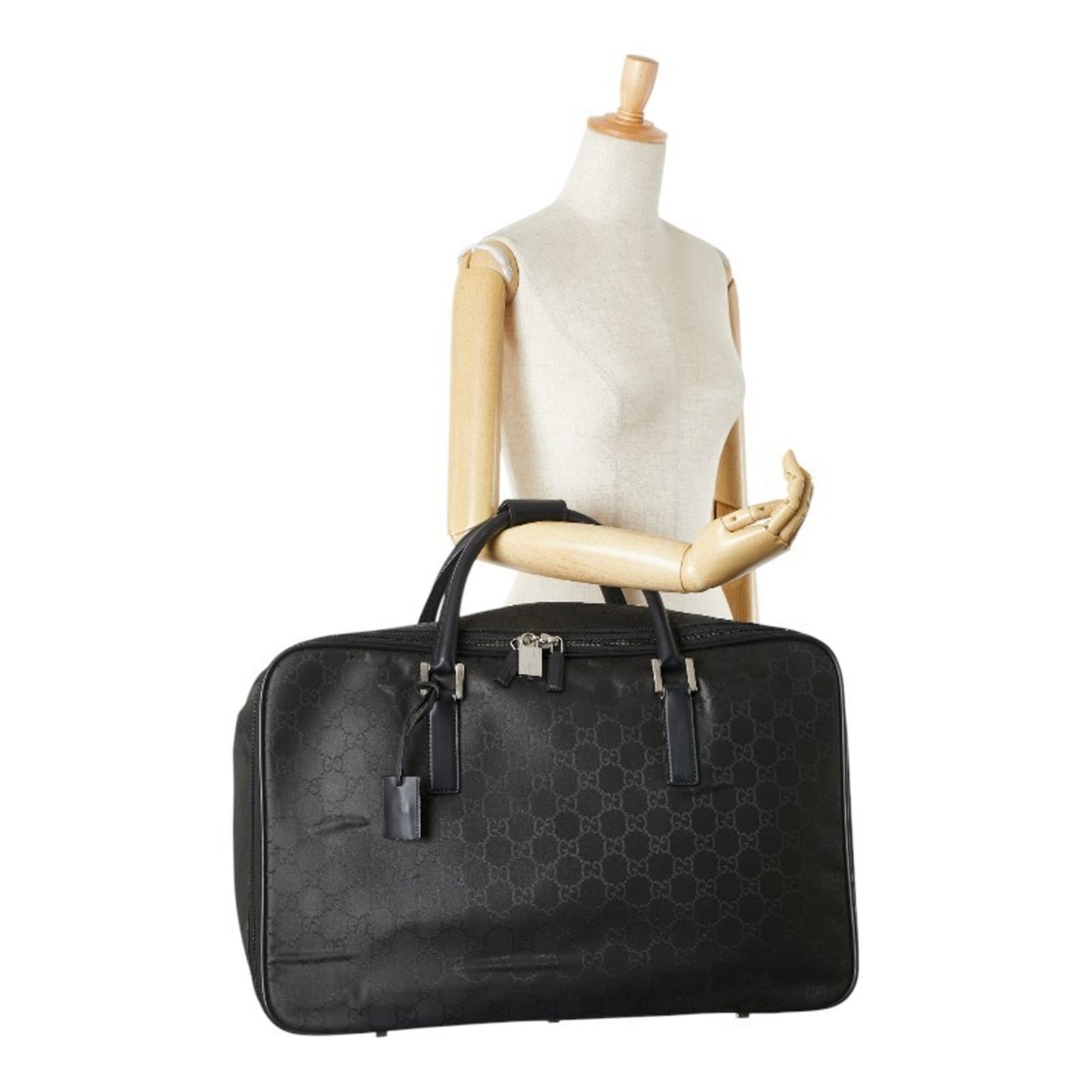 Gucci Black Nylon Leather Boston Bag ( )