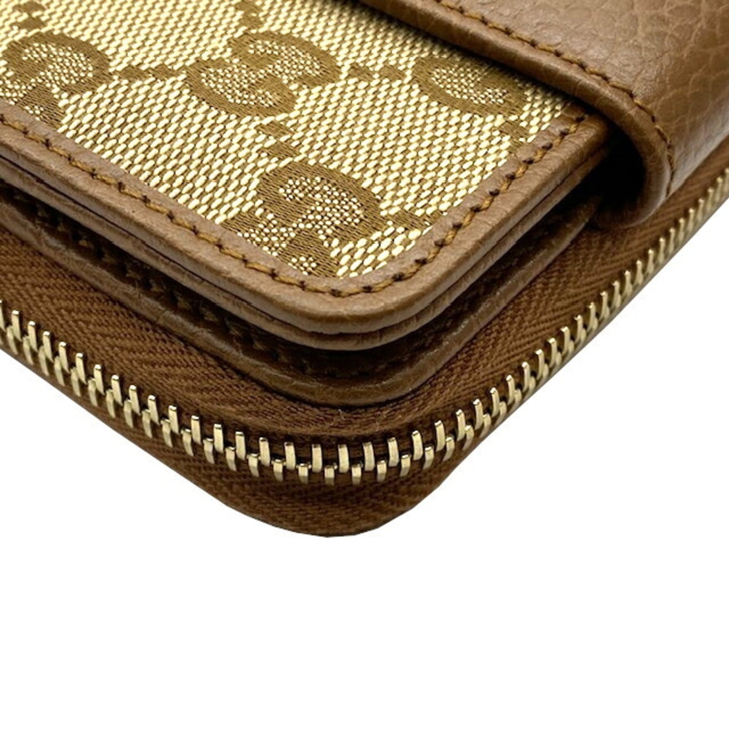 Gucci Beige Brown Gg Canvas Leather Wallet (Bi-Fold) ( )