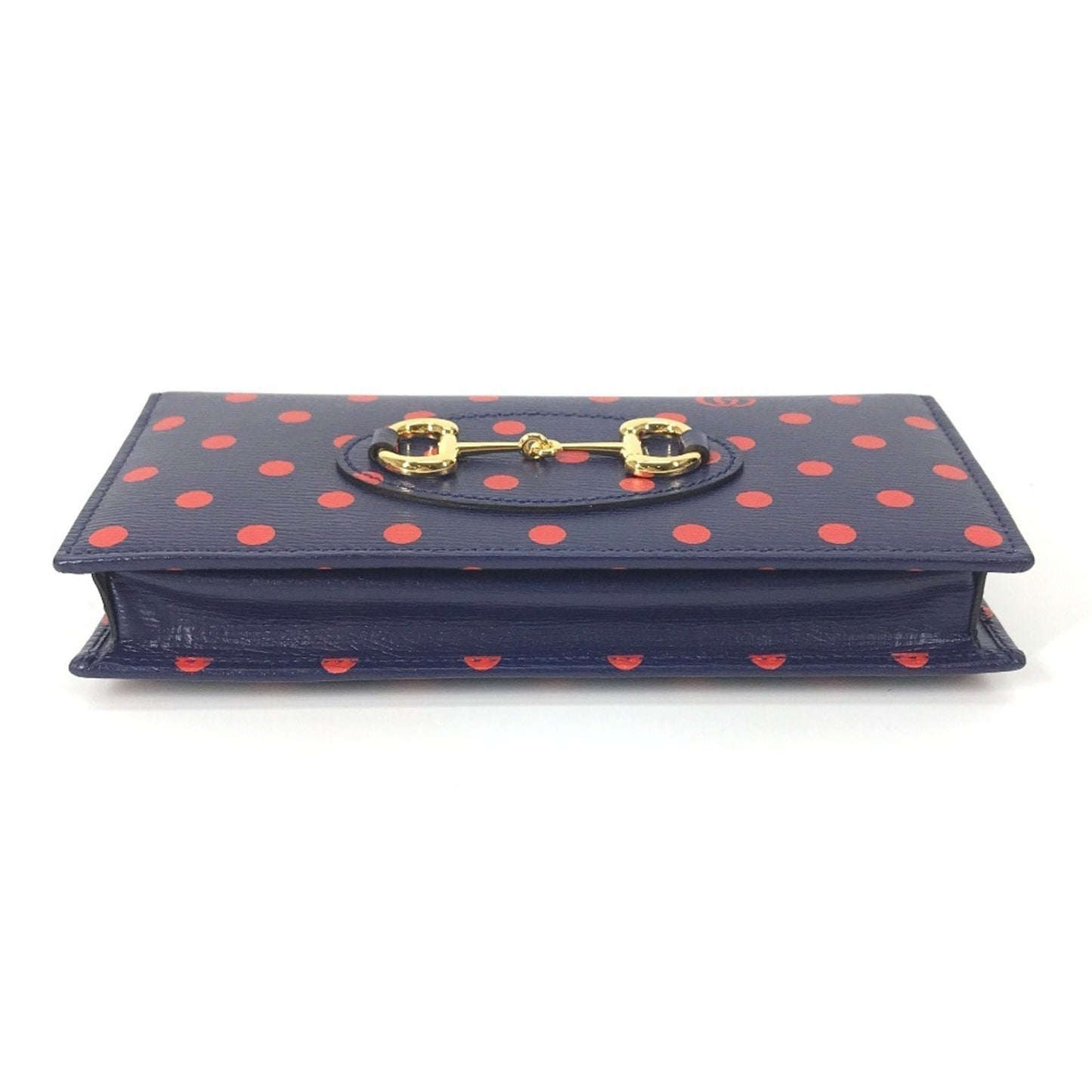 Gucci Navy Red Color Leather Chain/Shoulder Wallet ( )