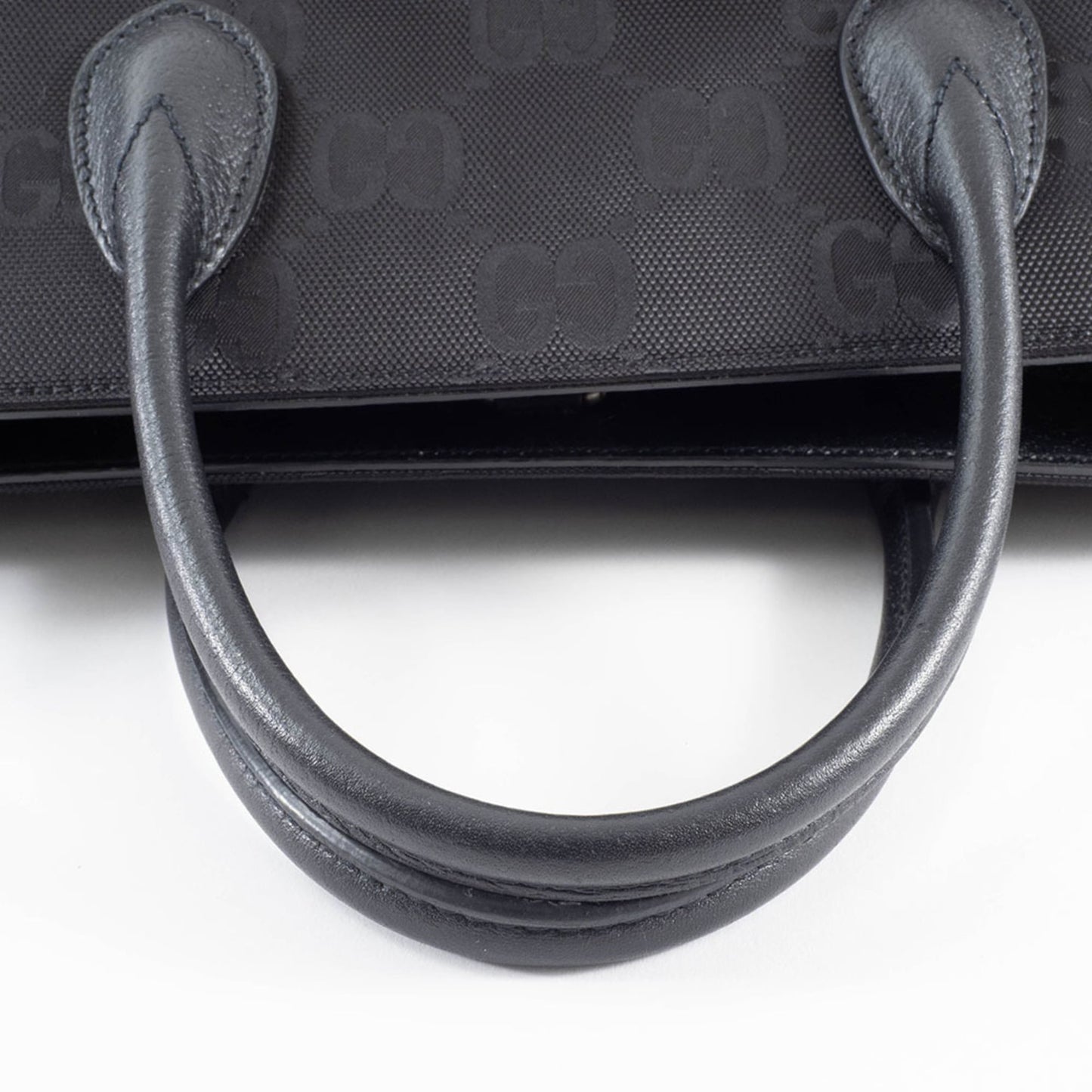 Gucci Black Nylon Leather Tote Bag ( )