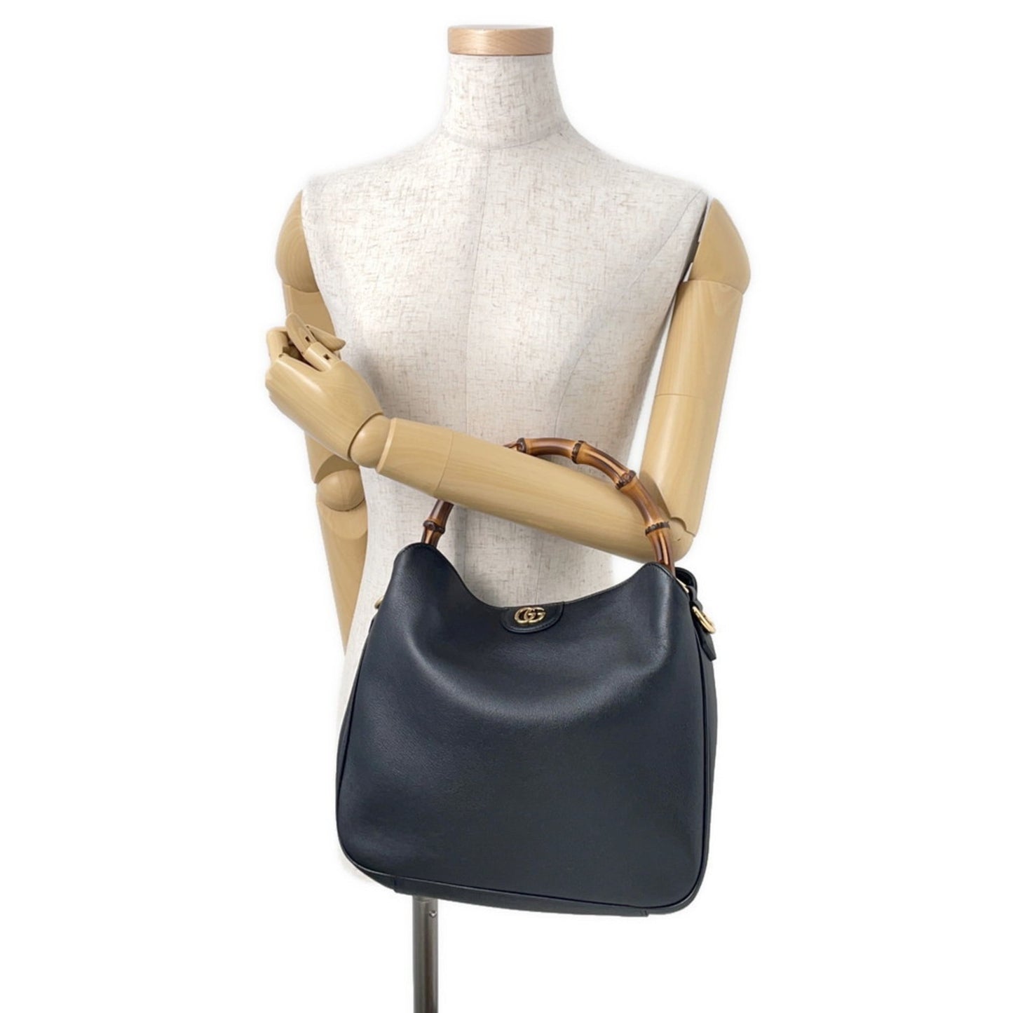 Gucci Beige Black Leather Handbag ( )
