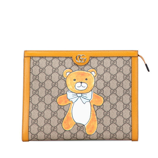 Gucci Beige Orange Pvc Leather Clutch Bag ( )