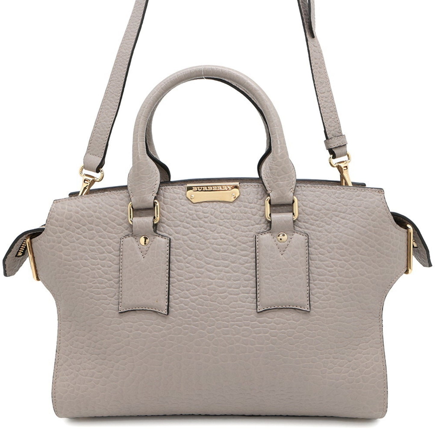Burberry Gray Leather Handbag Shoulder Bag ( )
