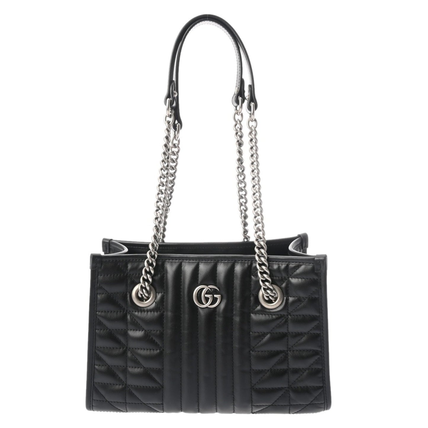 Gucci Black Silver Leather Tote Bag ( )