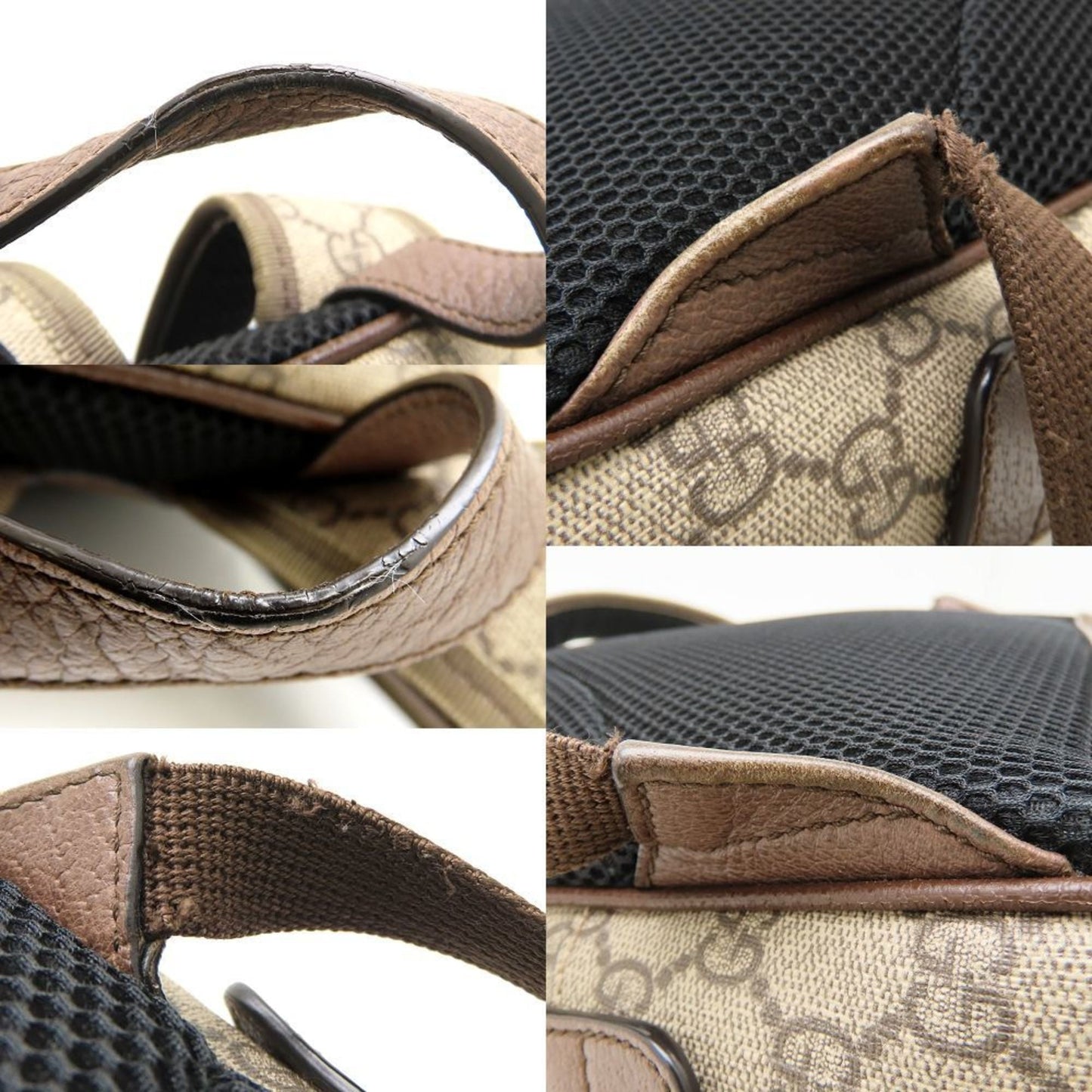 Gucci Beige Brown Gg Supreme Canvas Leather Backpack ( )