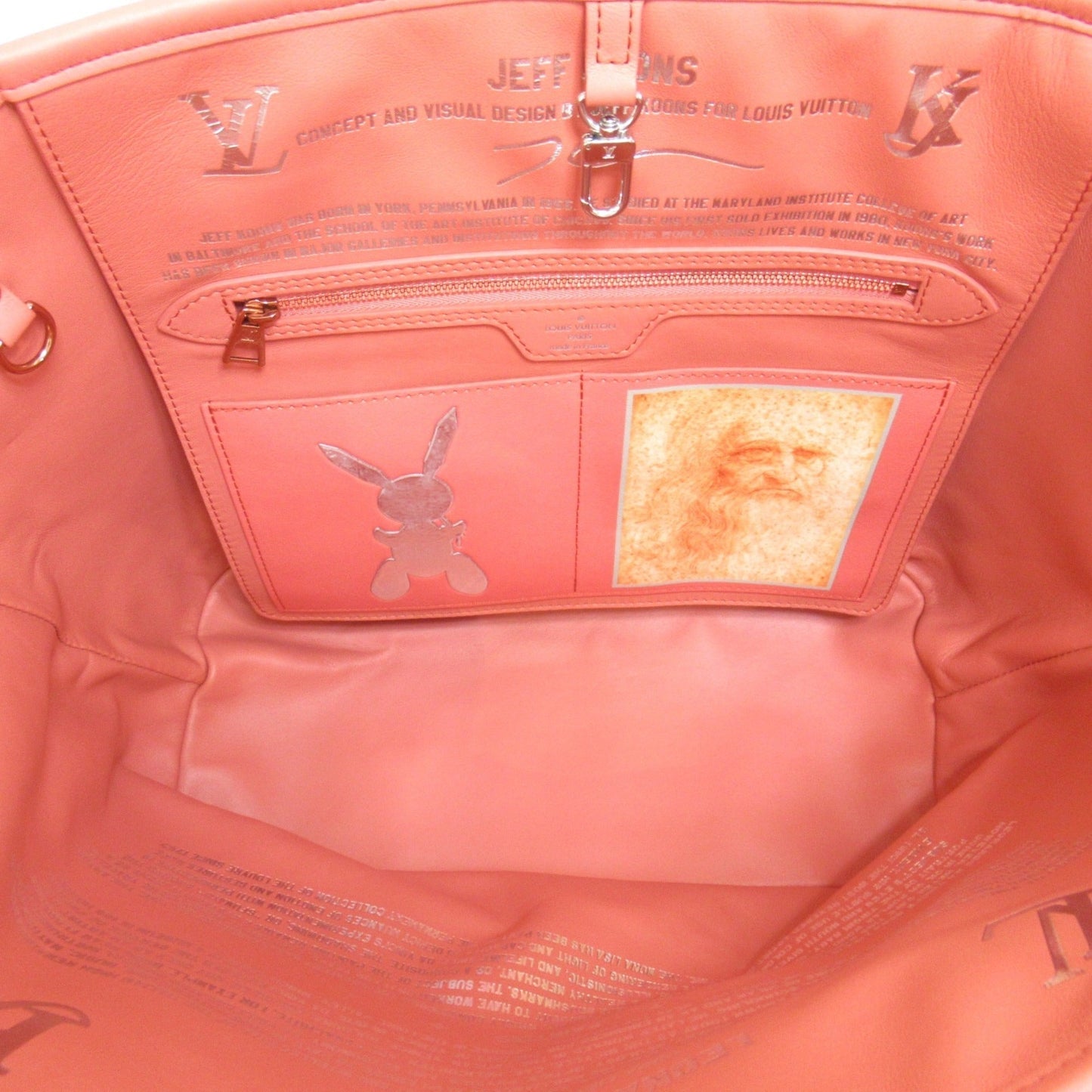 LOUIS VUITTON Da Vinci Neverfull MM Pink Masters collection PVC coated canvas M43373