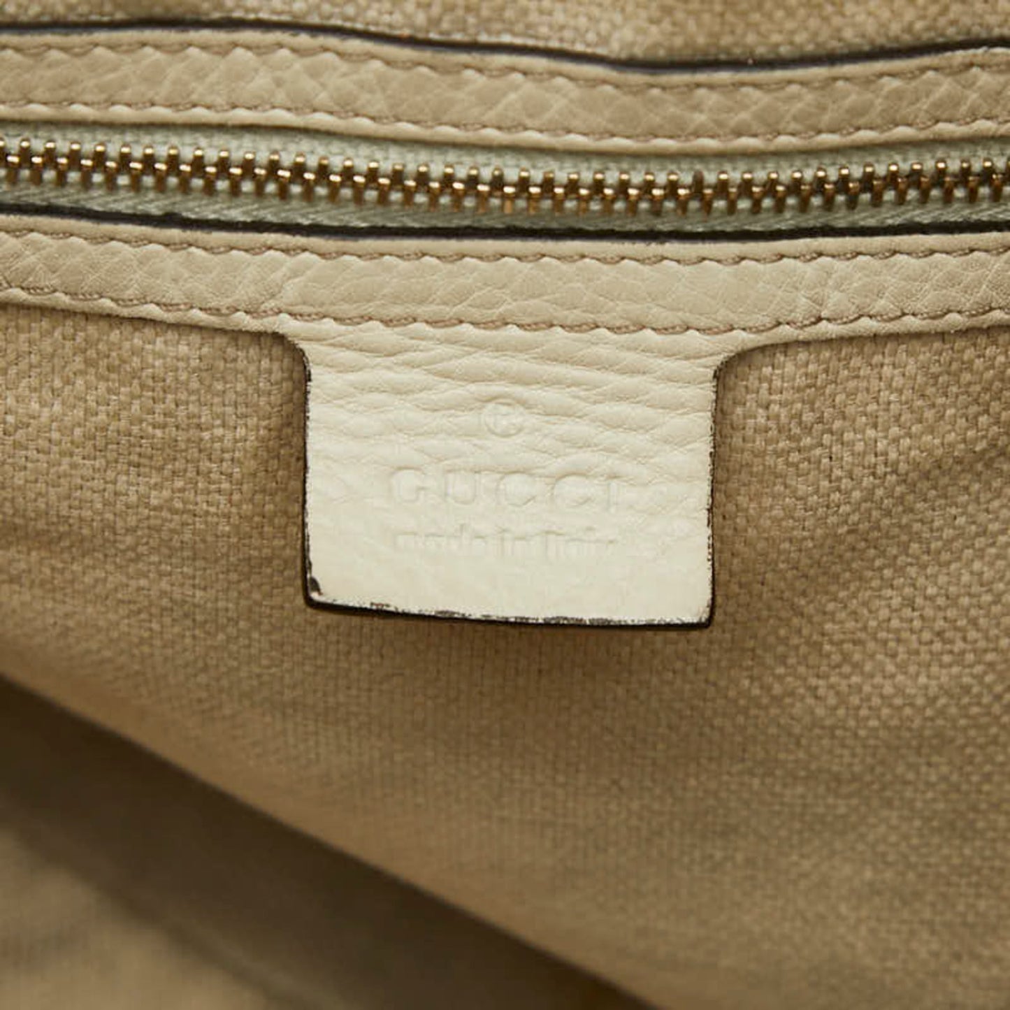 Gucci Brown Ivory Canvas Leather Handbag Shoulder Bag ( )