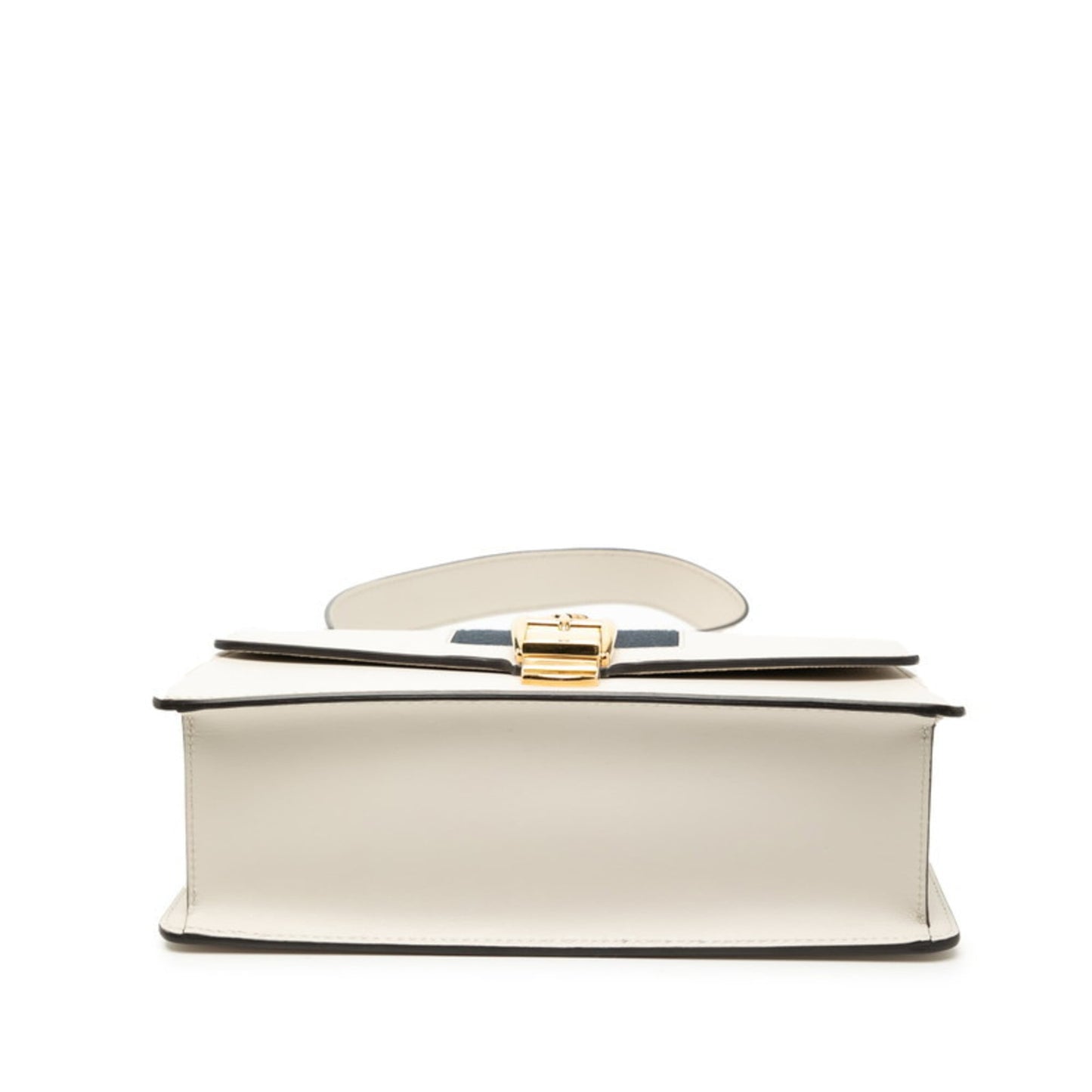 Gucci Ivory Navy Leather Canvas Shoulder Bag ( )