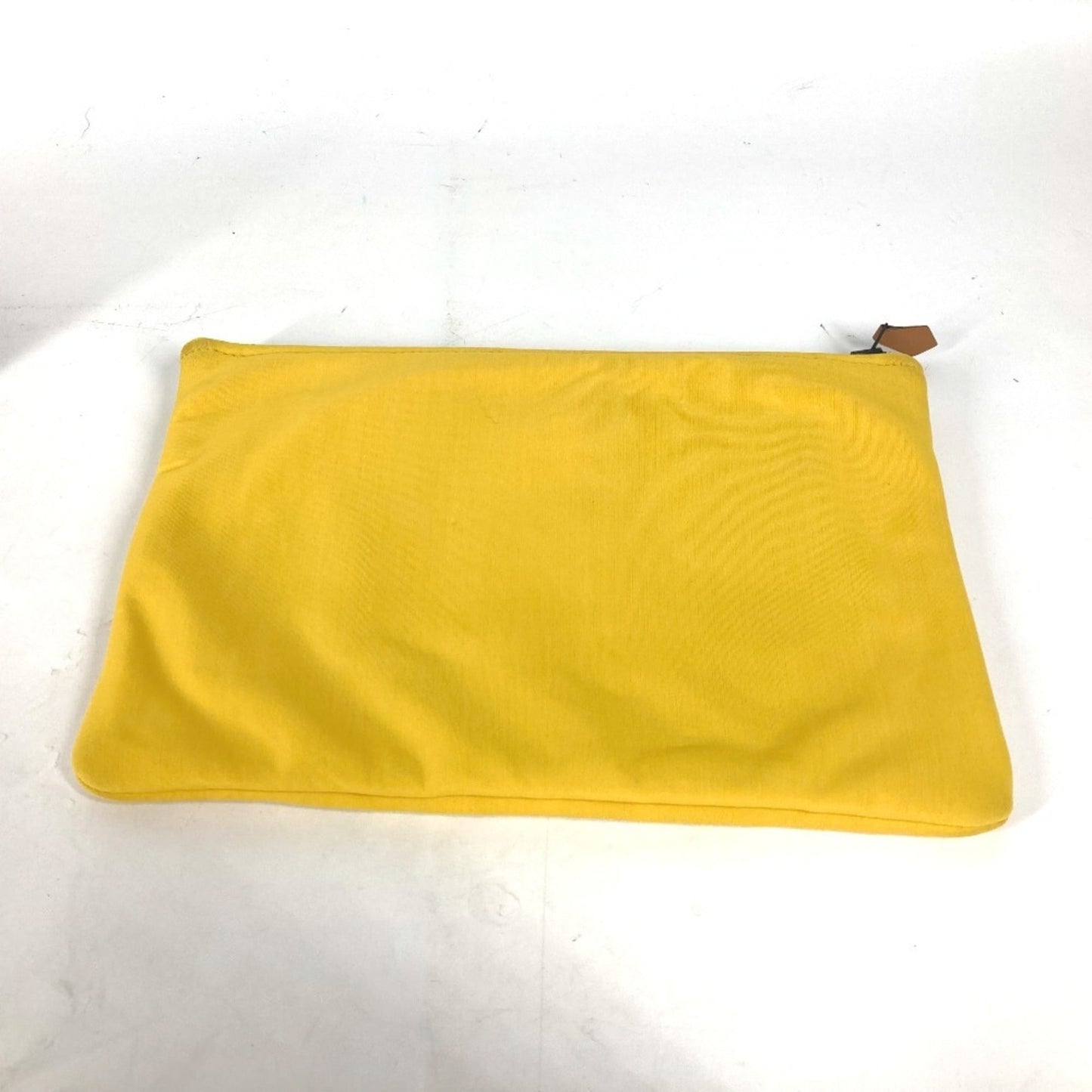 Hermes White Yellow Polyamide Clutch Bag Pouch ( )