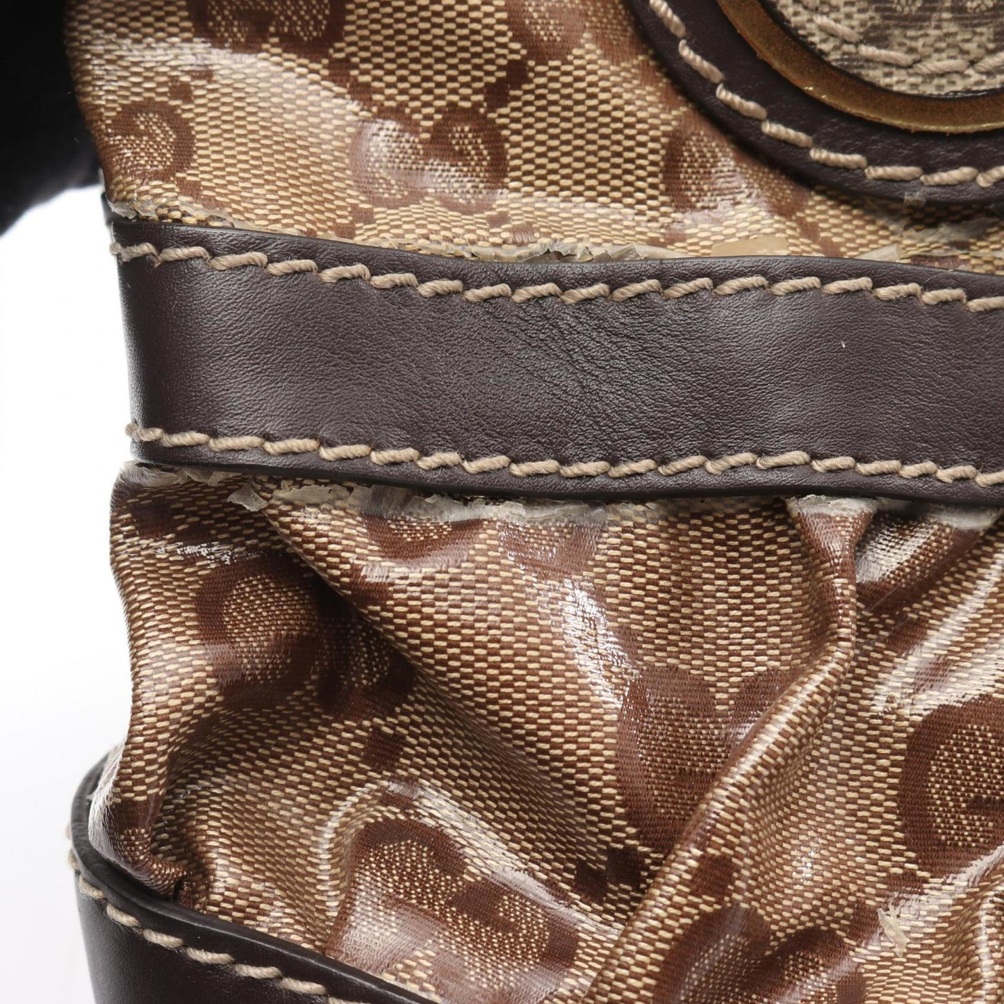 Gucci Beige Brown Pvc Leather Tote Bag ( )